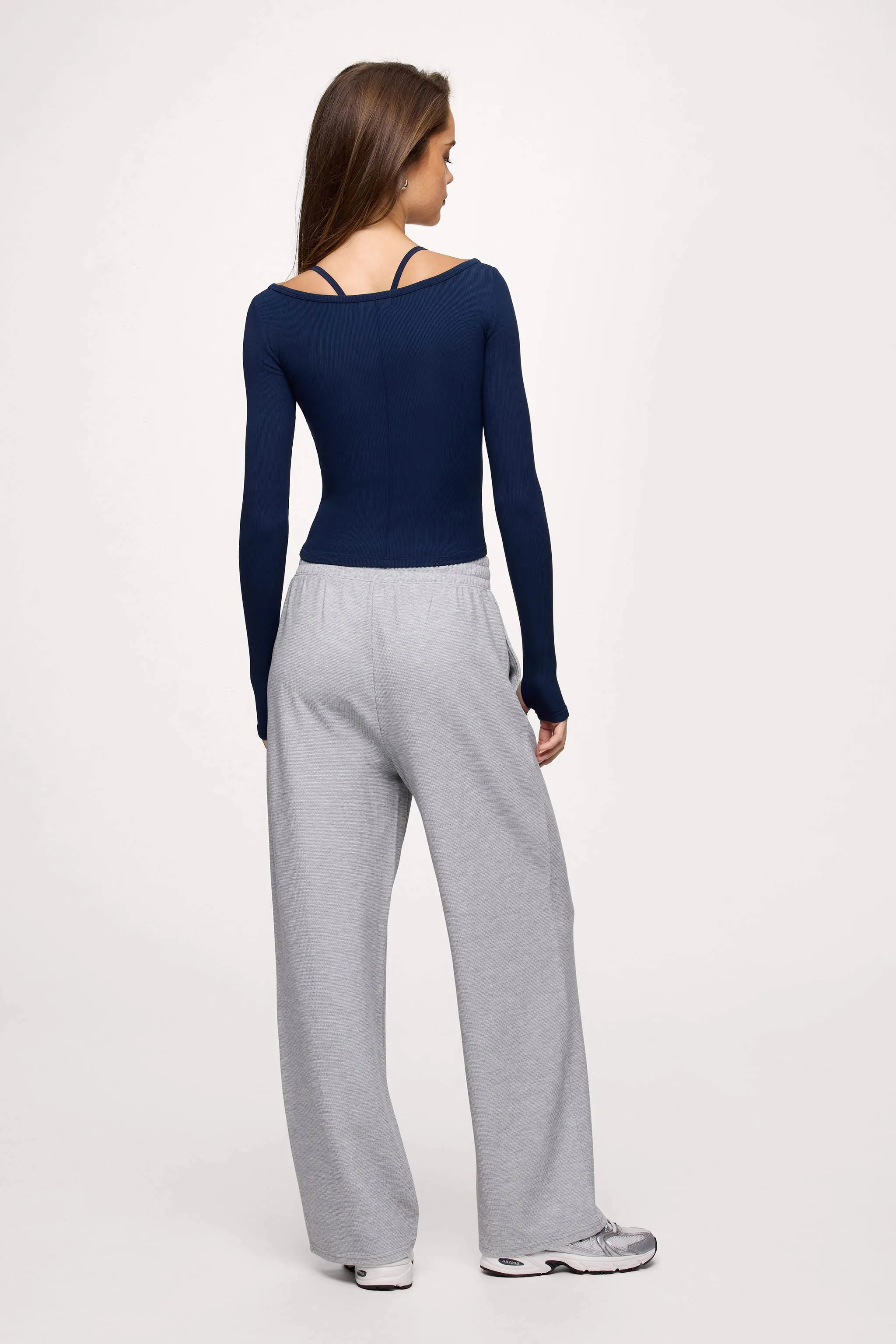 Sporty Rib Portrait Long Sleeve Top | Navy sold by nuuds product image thumbnail 5