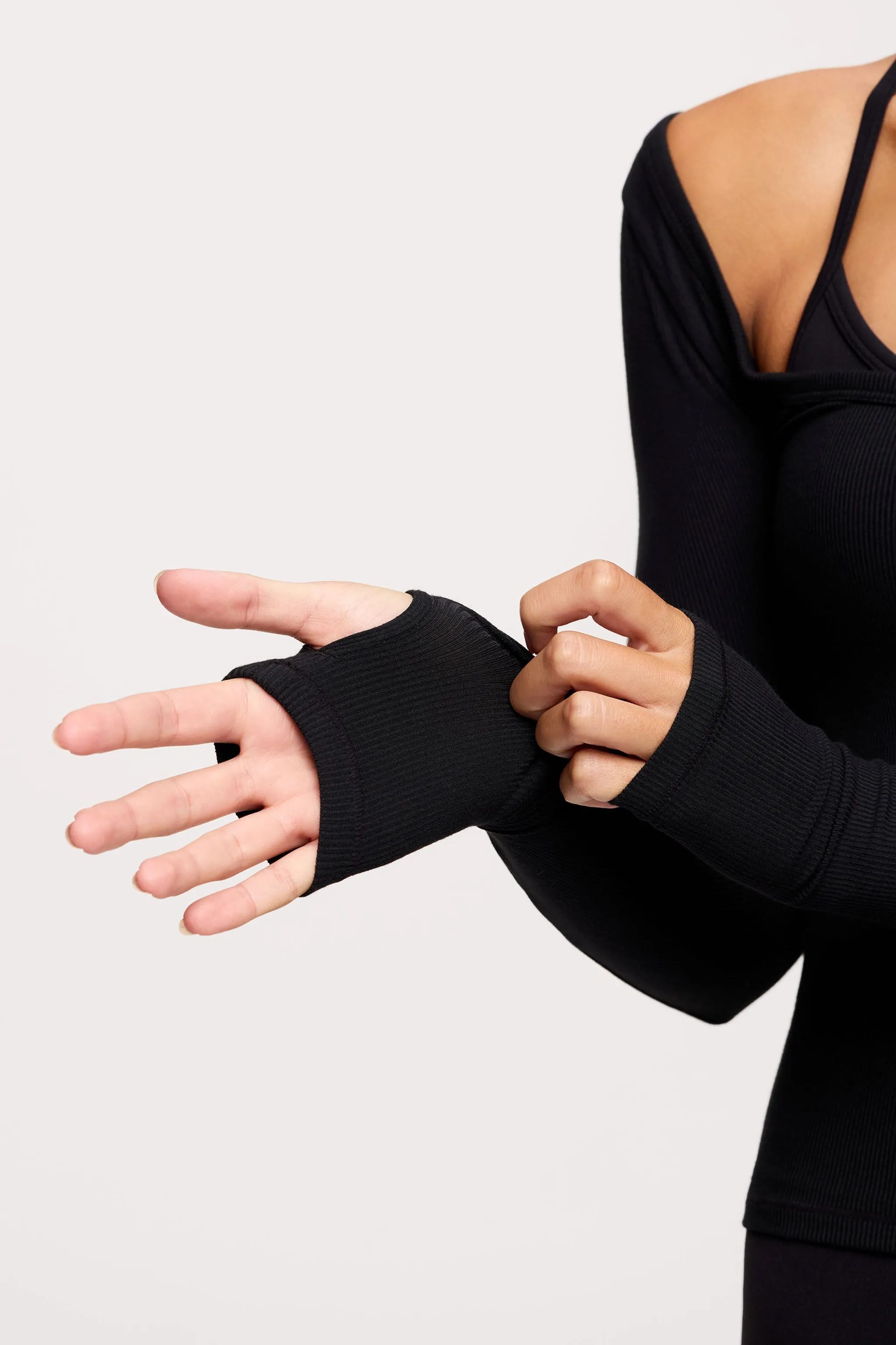 Sporty Rib Portrait Long Sleeve Top | Black sold by nuuds product image thumbnail 4