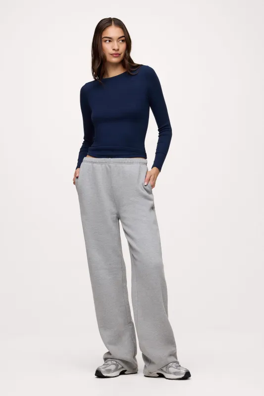 Core Fleece Wide Leg Sweatpant | Heather Grey sold by nuuds