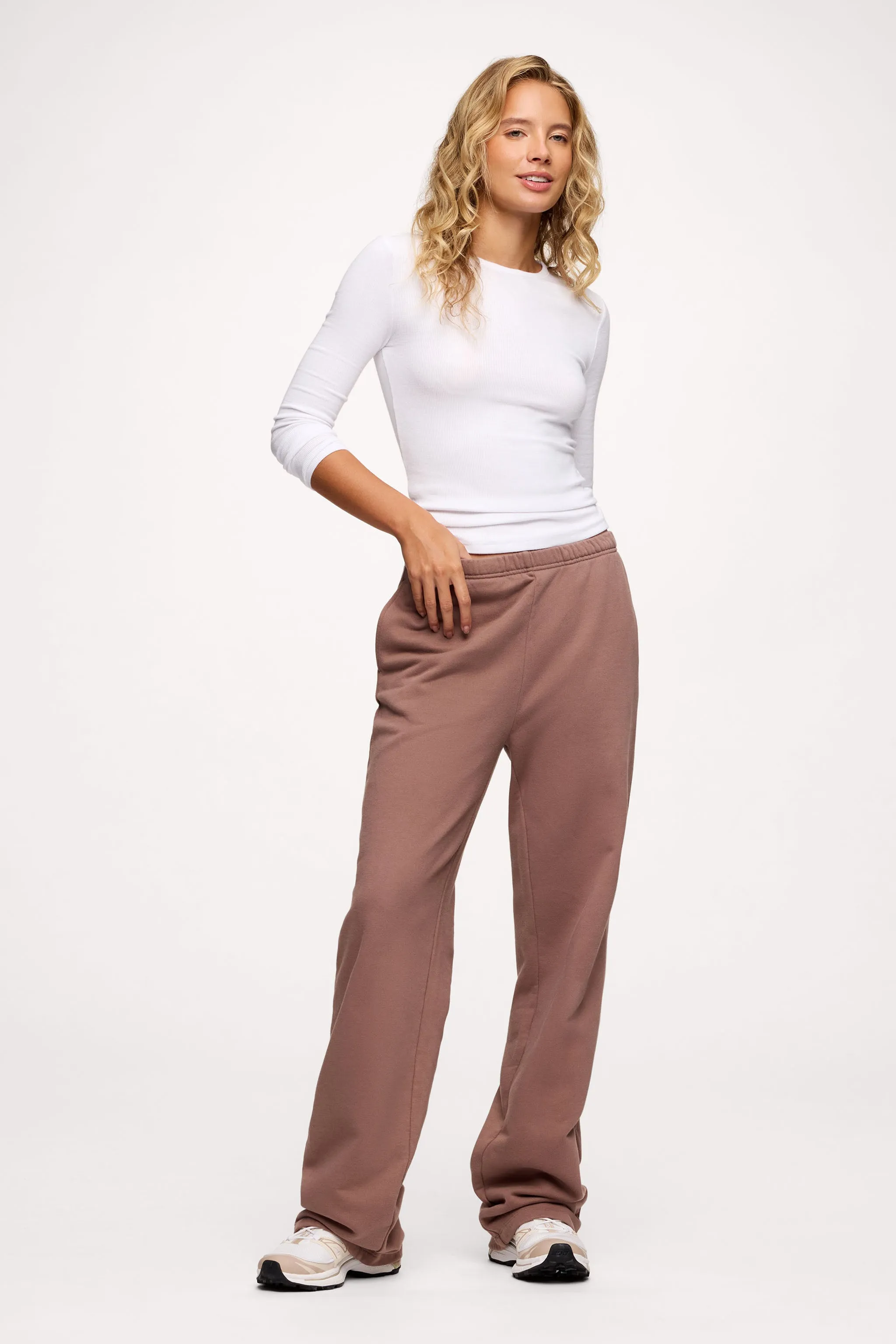 Core Fleece Wide Leg Sweatpant | Cocoa sold by nuuds
