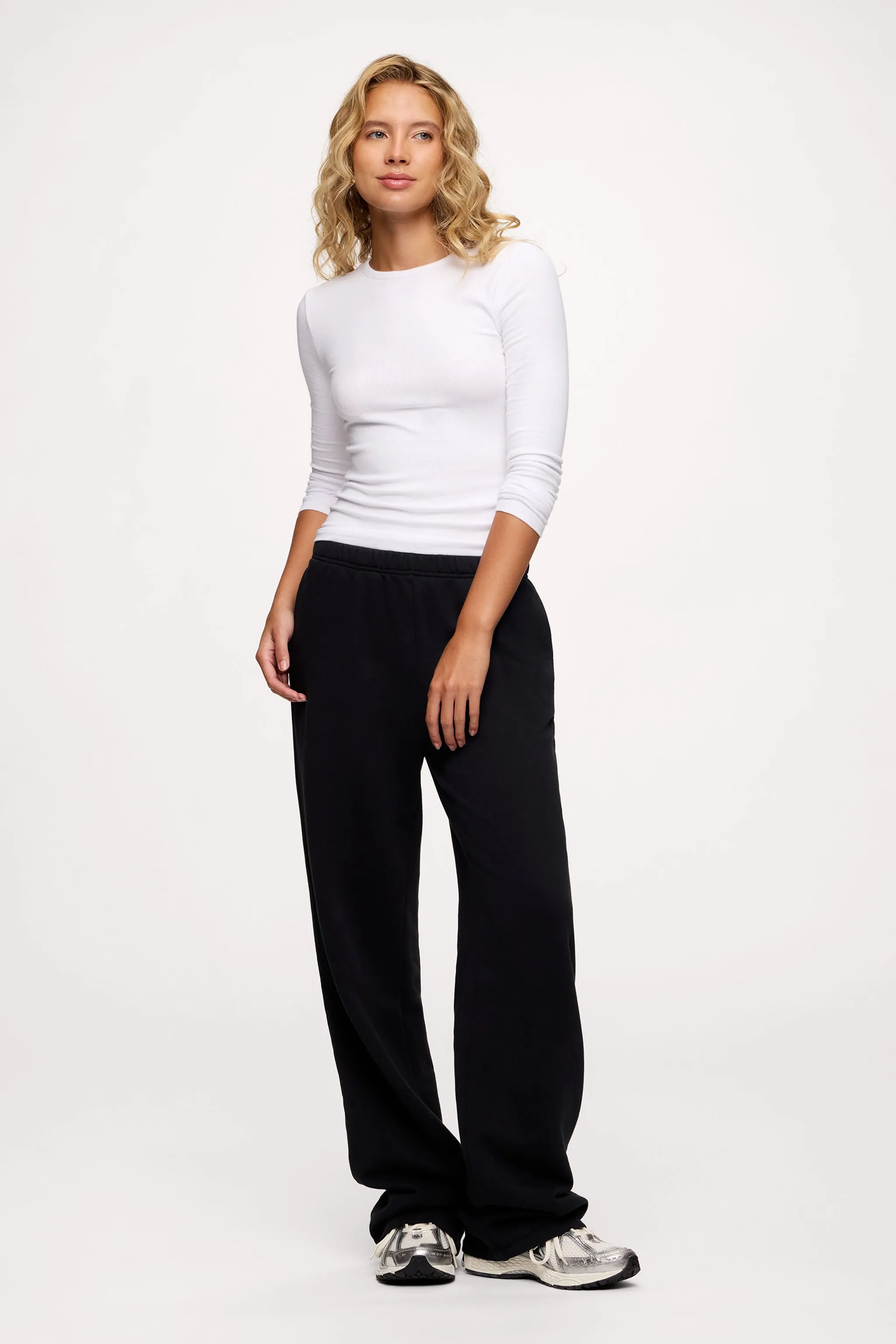 Core Fleece Wide Leg Sweatpant | Black sold by nuuds