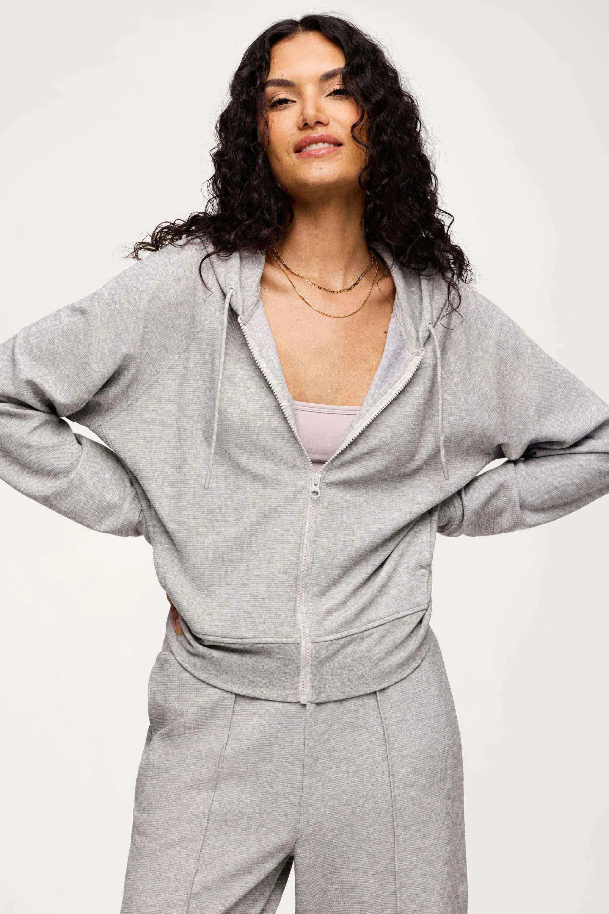 Performance Waffle Zip-Up Hoodie | Heather Grey sold by nuuds product image thumbnail 2