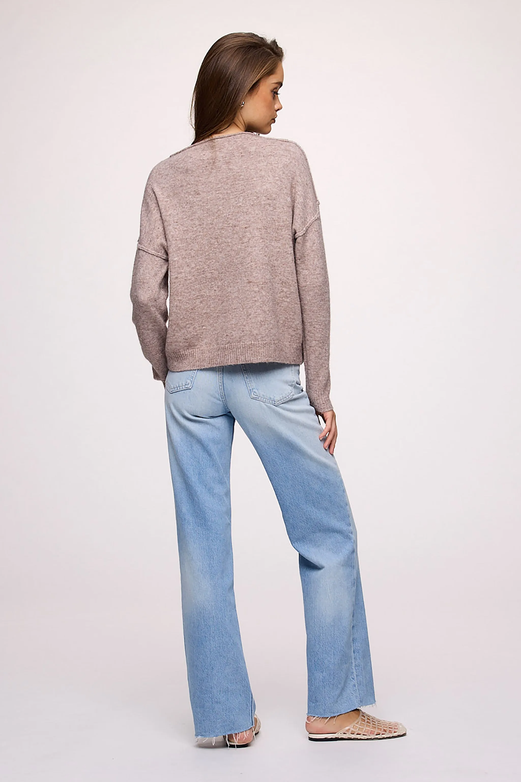 Cozy Knit Mockneck Sweater | Heather Cocoa sold by nuuds product image thumbnail 5