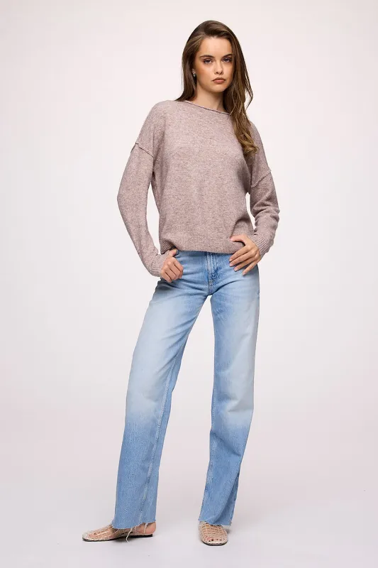 Cozy Knit Mockneck Sweater | Heather Cocoa sold by nuuds