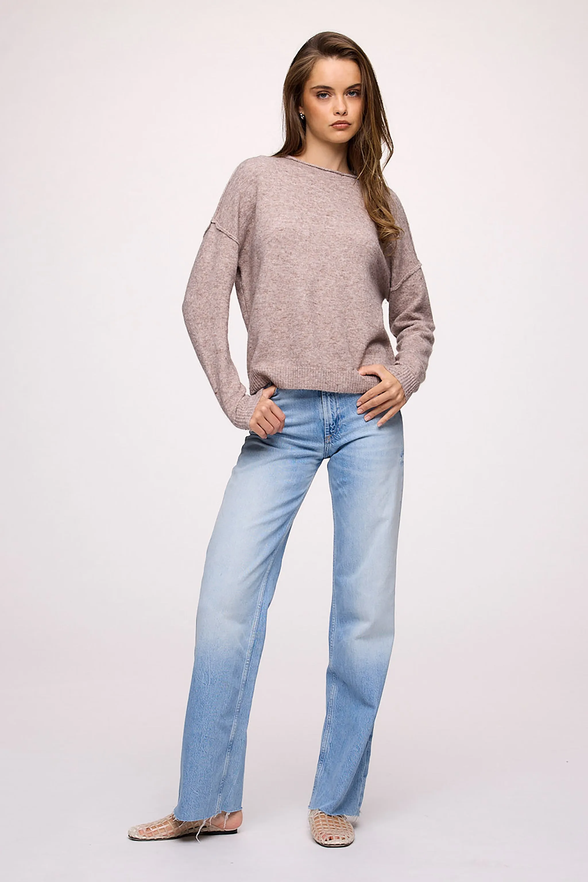 Cozy Knit Mockneck Sweater | Heather Cocoa sold by nuuds