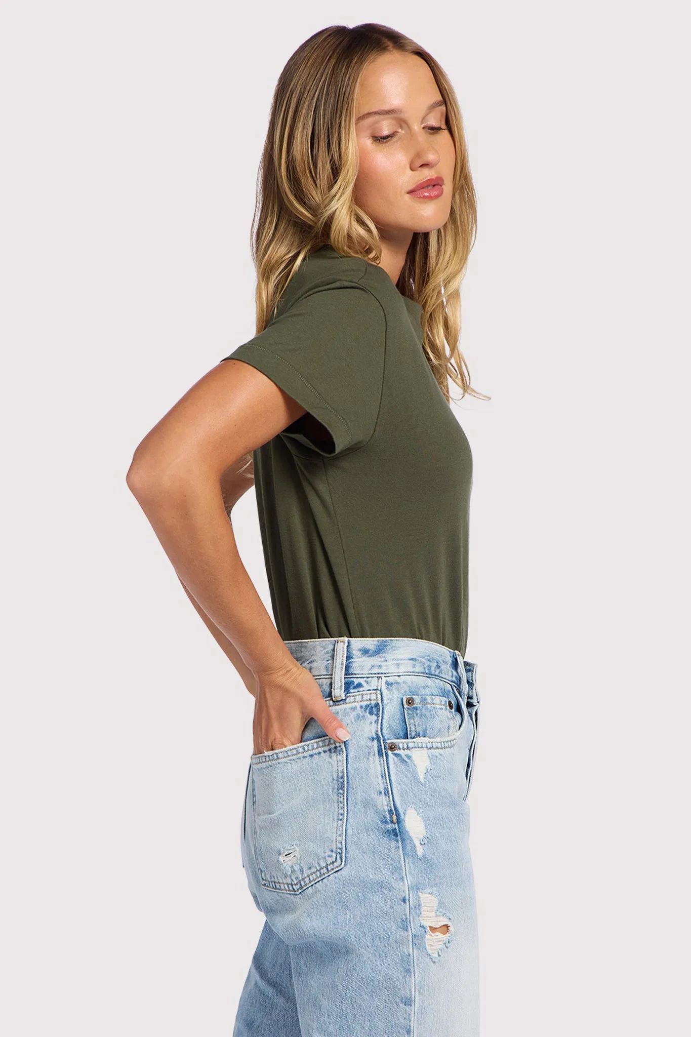 Soft Cotton Everyday T-Shirt Bodysuit | Darkest Olive sold by nuuds product image thumbnail 3