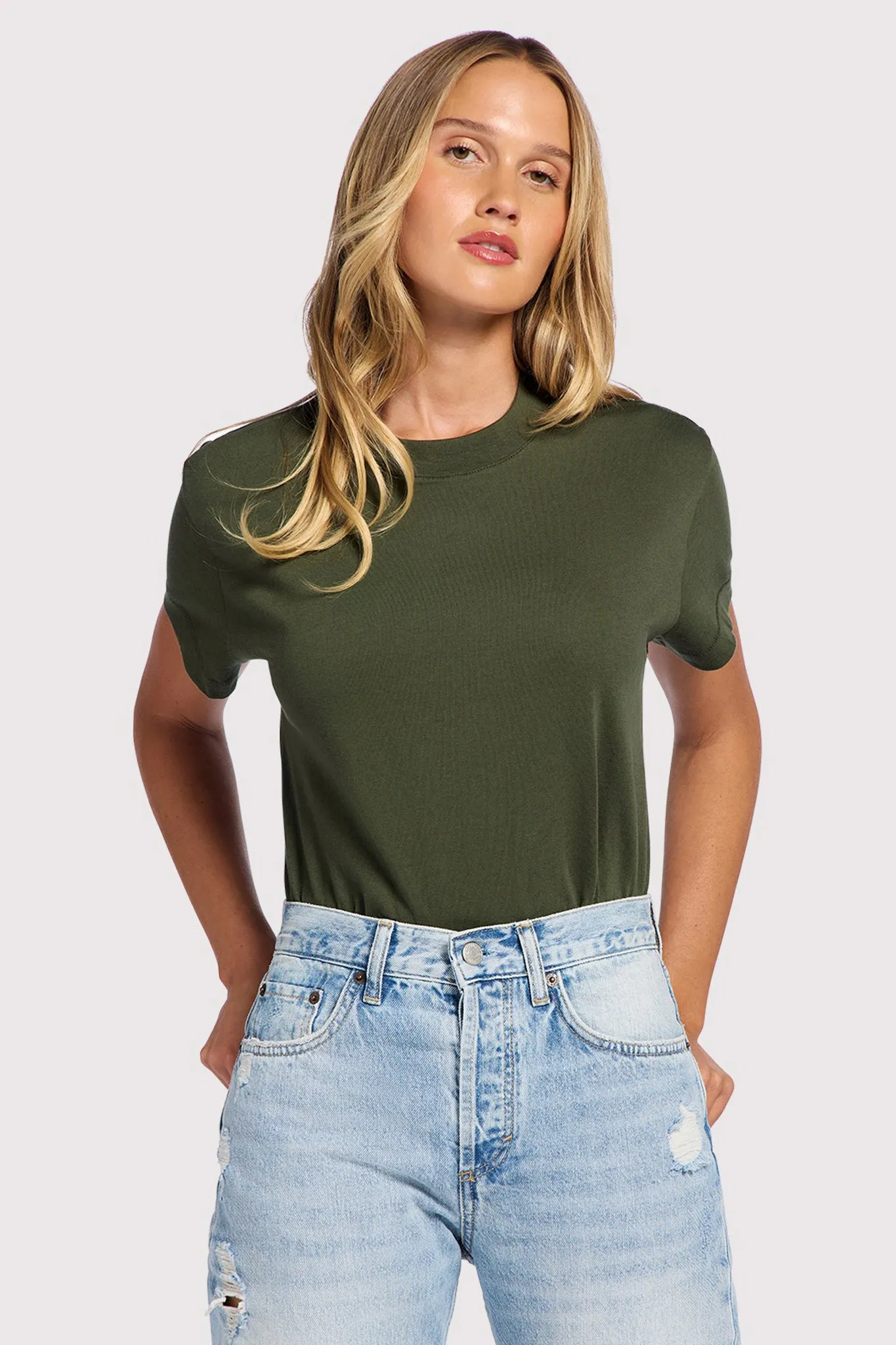 Soft Cotton Everyday T-Shirt Bodysuit | Darkest Olive sold by nuuds product image thumbnail 2