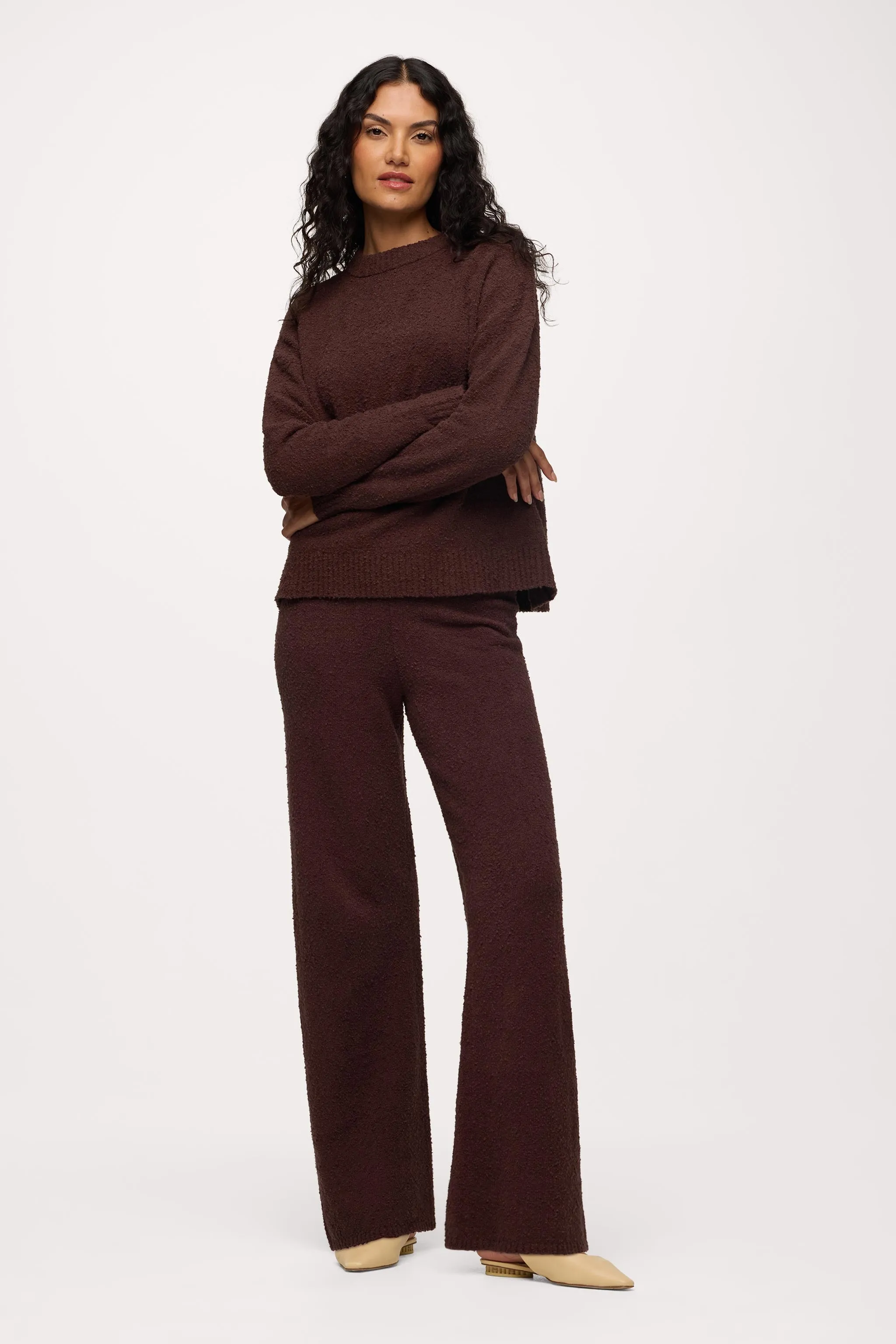 Boucle Sweater Pant | Espresso sold by nuuds