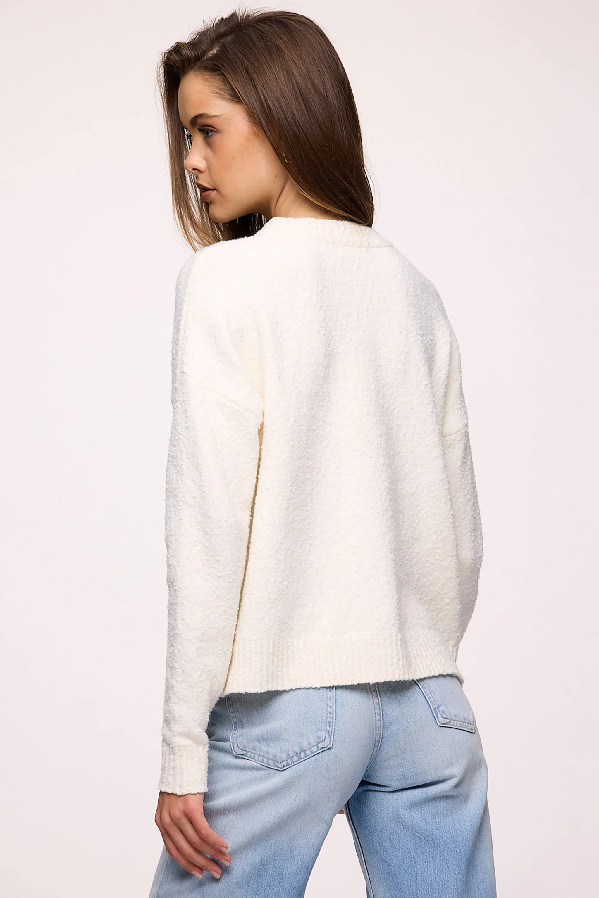 Boucle Crewneck Sweater | Pearl sold by nuuds product image thumbnail 3