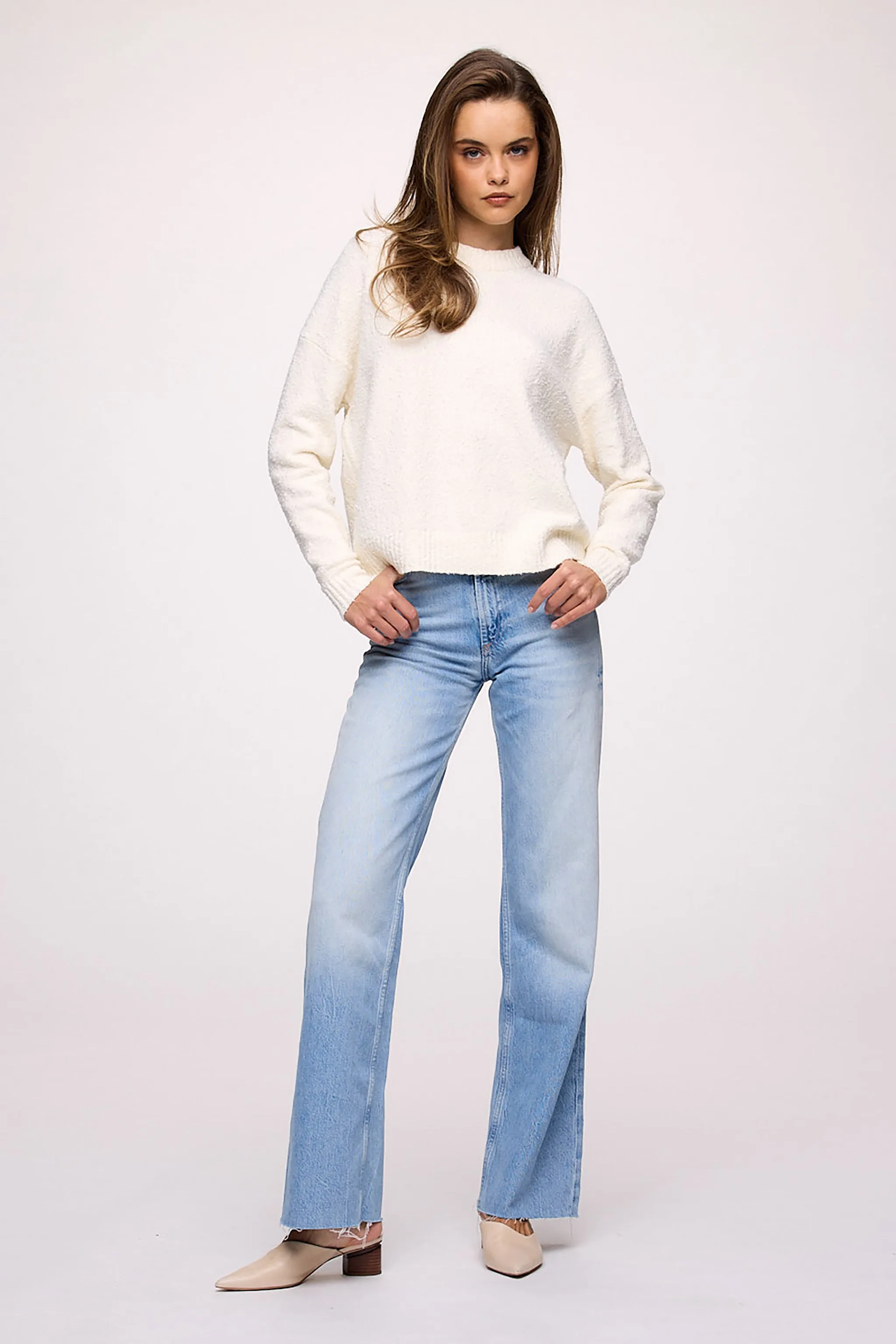 Boucle Crewneck Sweater | Pearl sold by nuuds