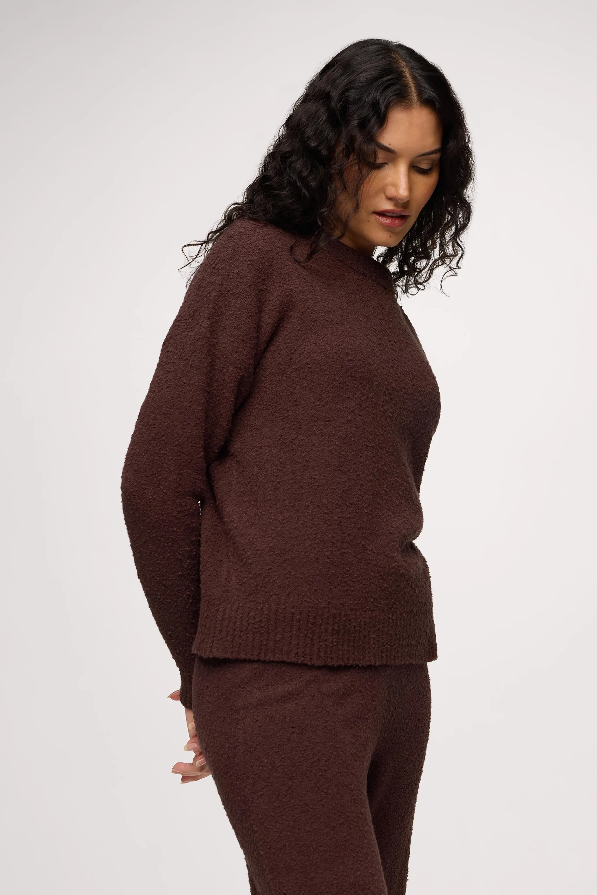 Boucle Crewneck Sweater | Espresso sold by nuuds product image thumbnail 3