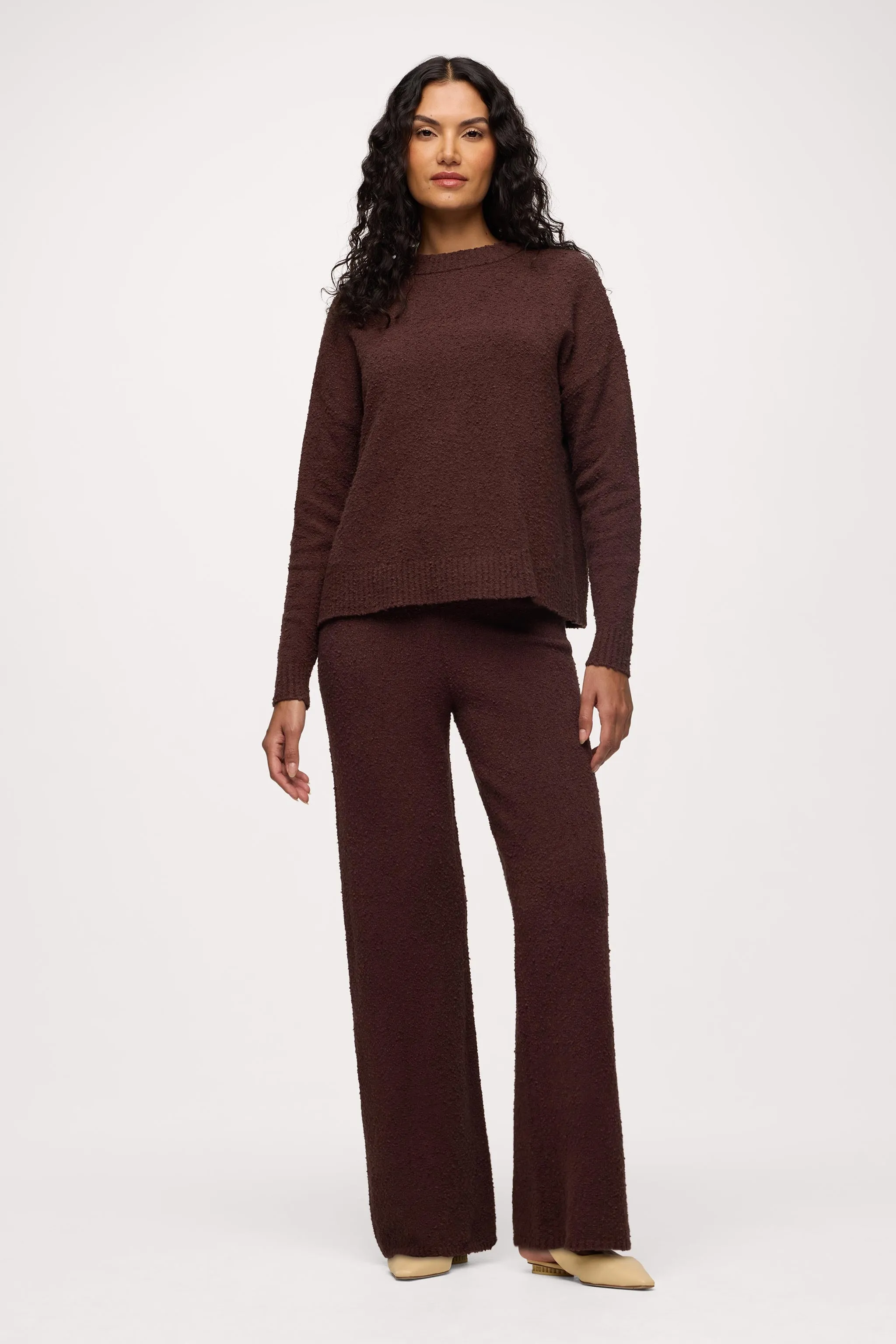 Boucle Crewneck Sweater | Espresso sold by nuuds