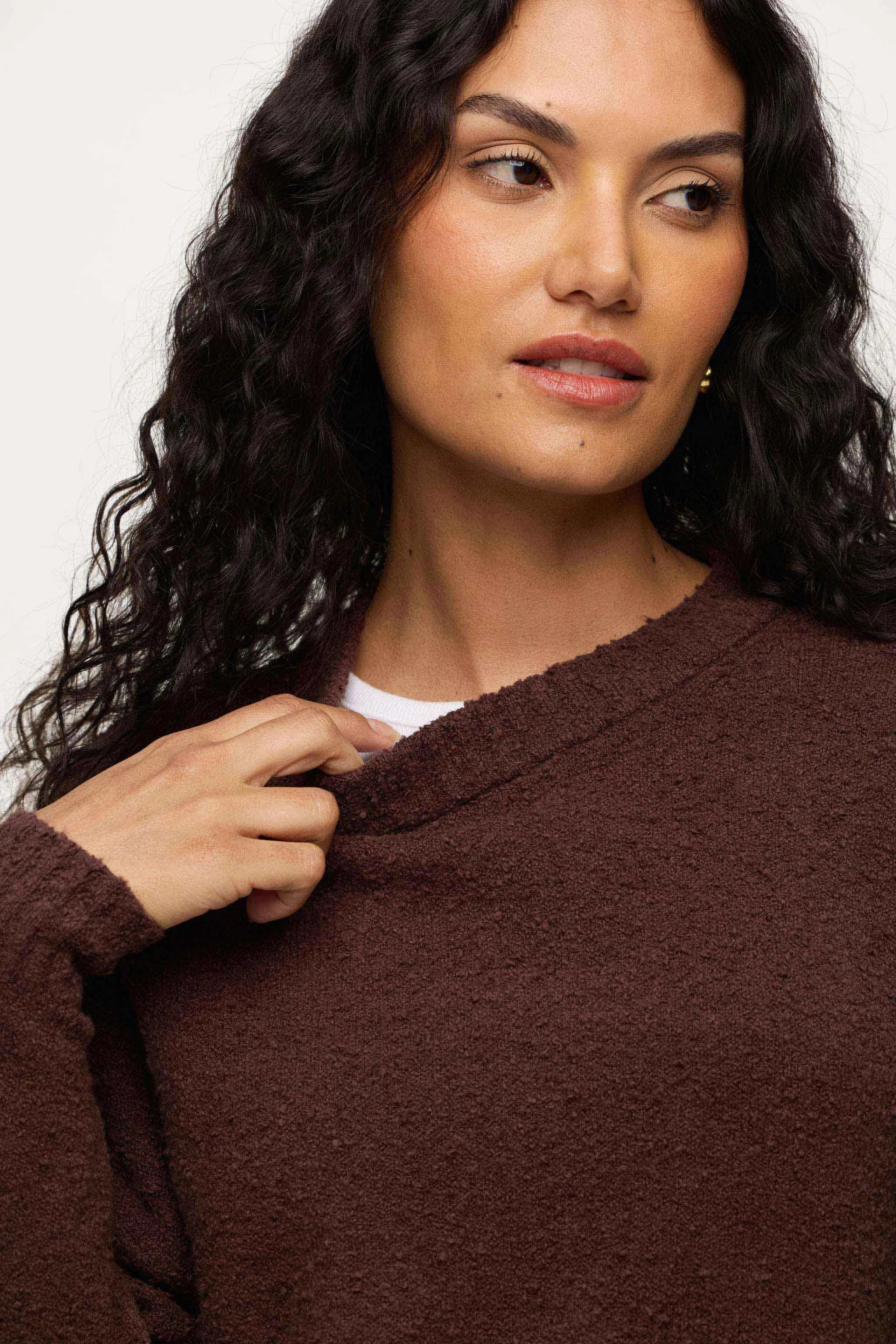 Boucle Crewneck Sweater | Espresso sold by nuuds product image thumbnail 4