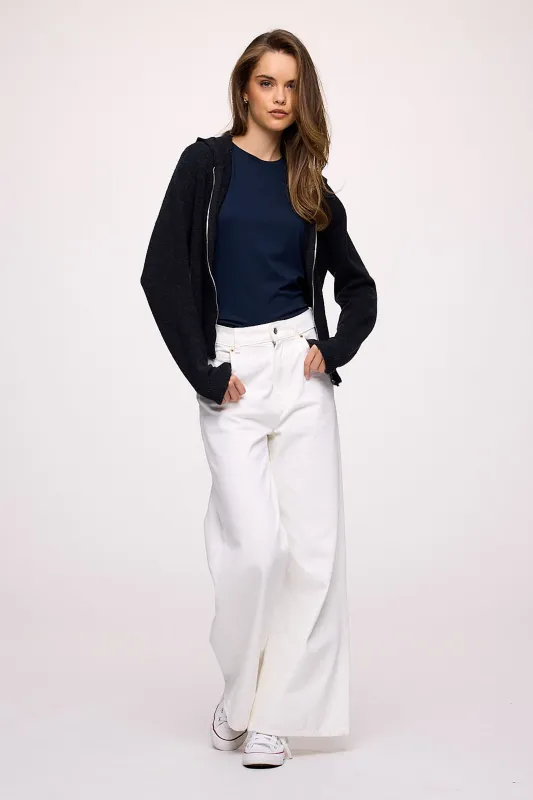 Cozy Knit Zip-Up Cardigan | Heather Black sold by nuuds