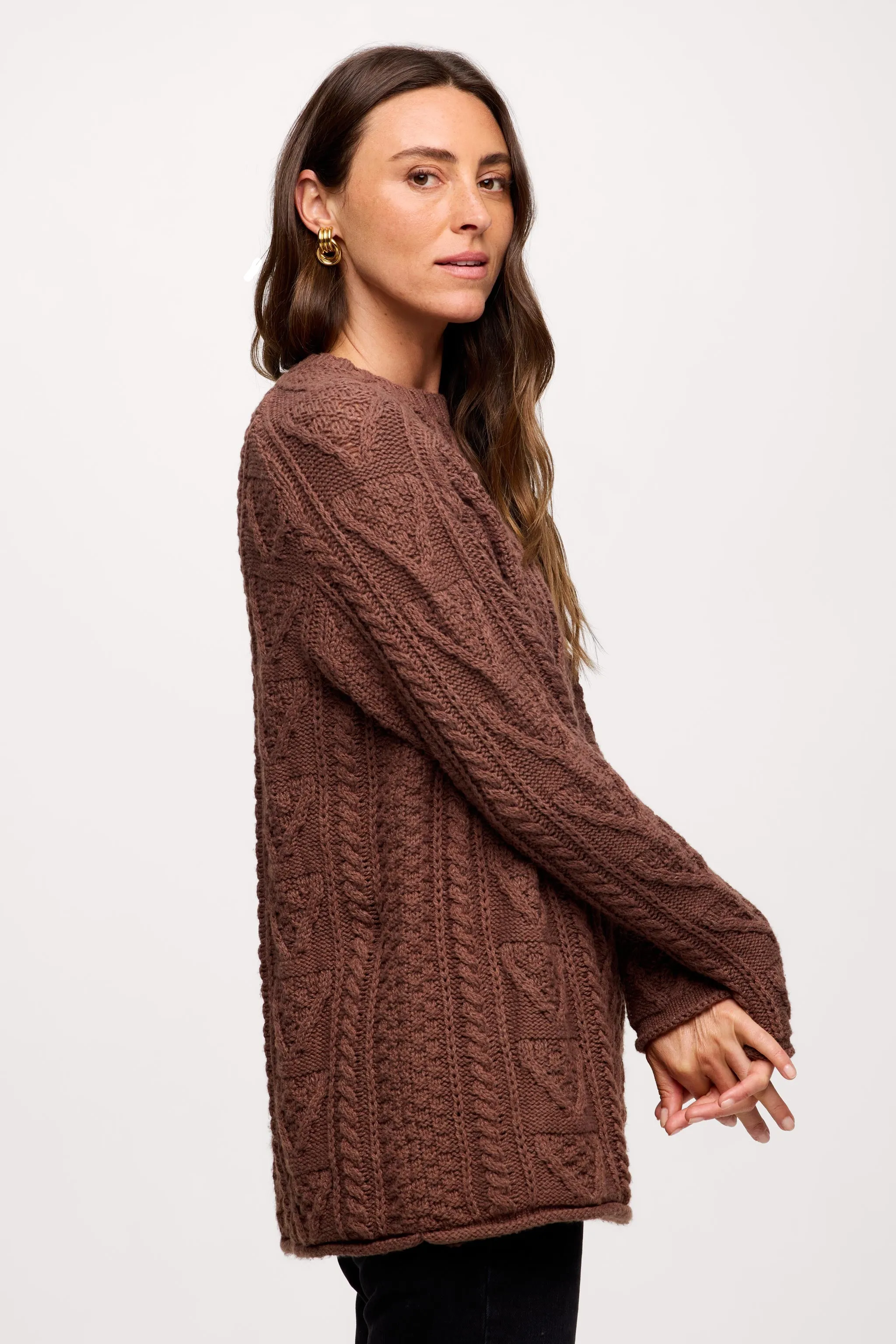 Heritage Cable Sweater | Cocoa sold by nuuds product image thumbnail 3