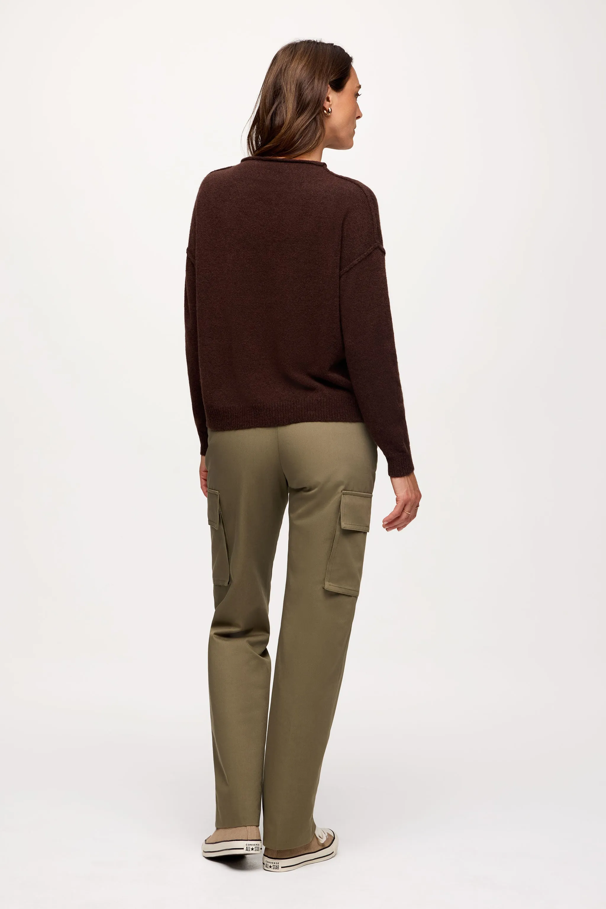 Cozy Knit Mockneck Sweater | Heather Espresso sold by nuuds product image thumbnail 5