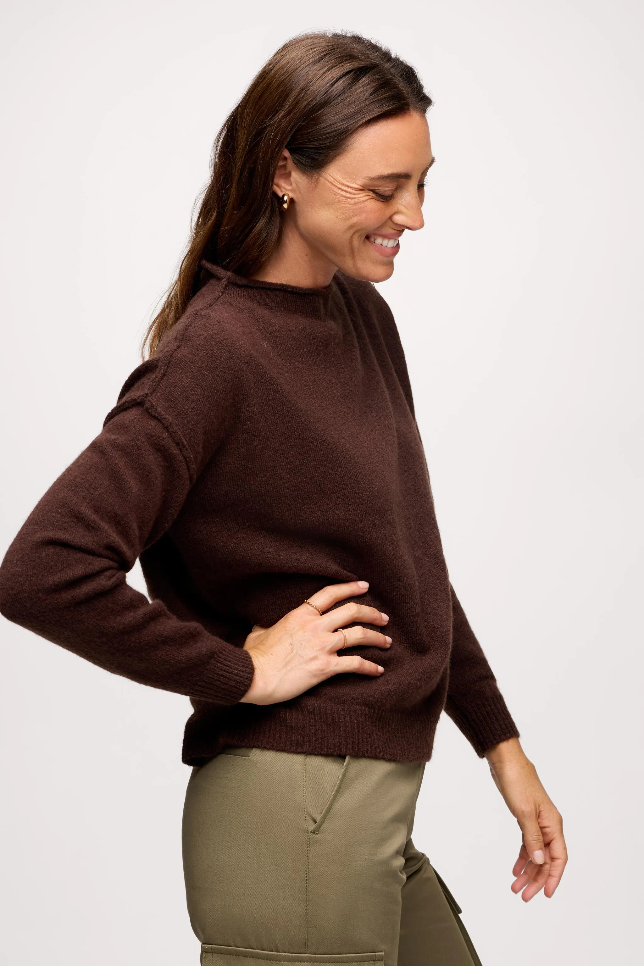 Cozy Knit Mockneck Sweater | Heather Espresso sold by nuuds product image thumbnail 3