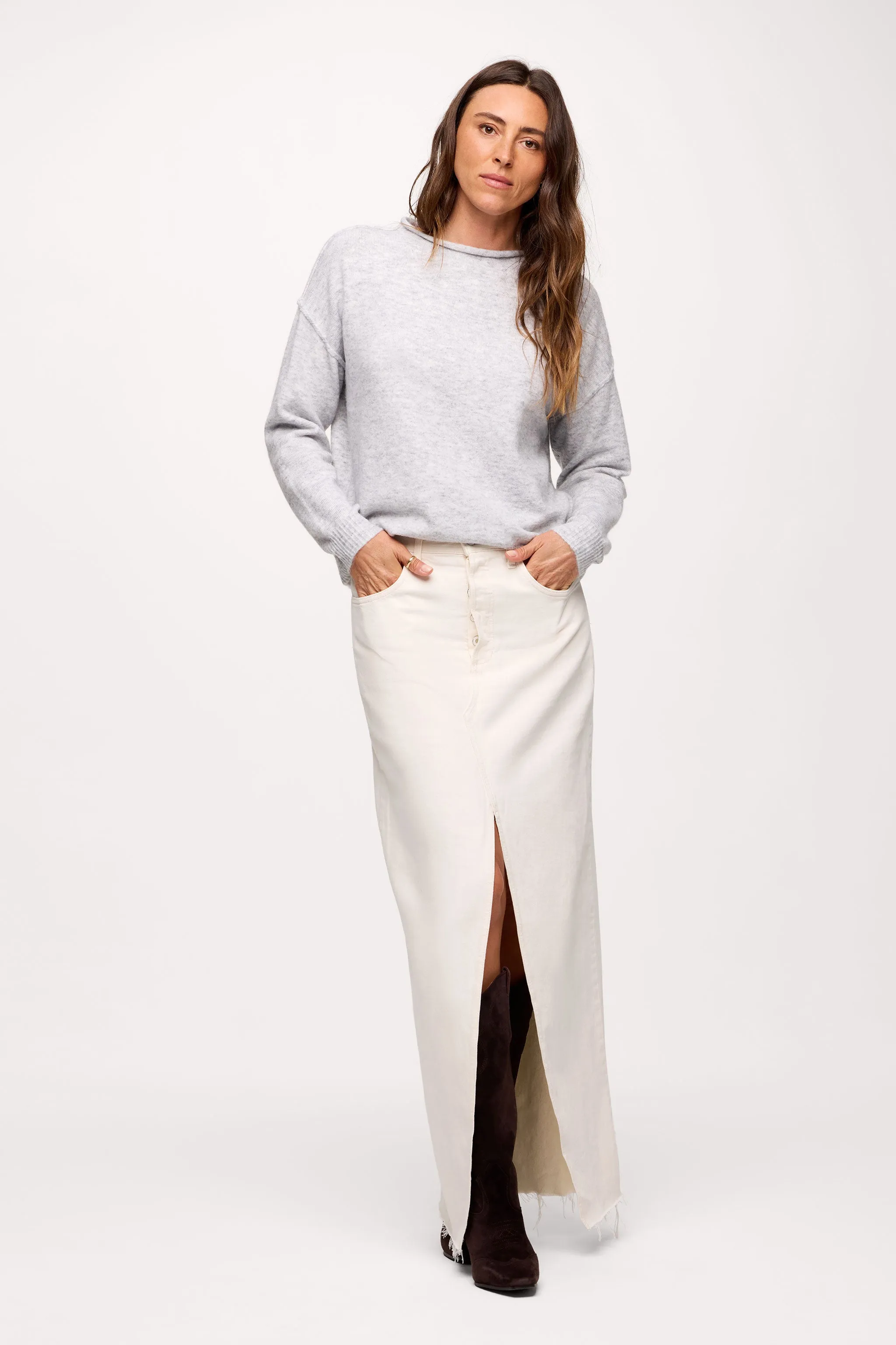 Cozy Knit Mockneck Sweater | Heather Grey sold by nuuds