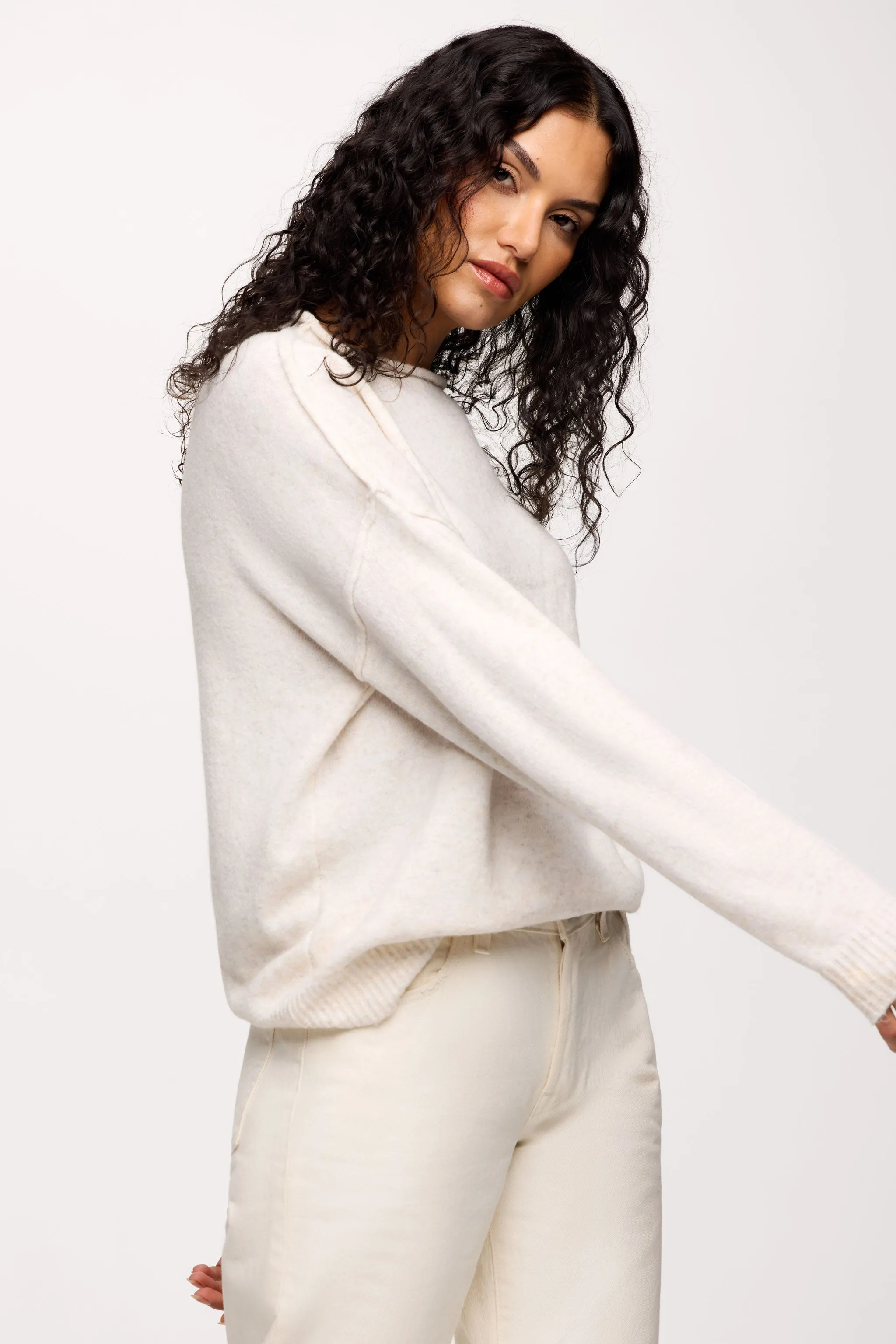 Cozy Knit Mockneck Sweater | Heather Bone sold by nuuds product image thumbnail 3