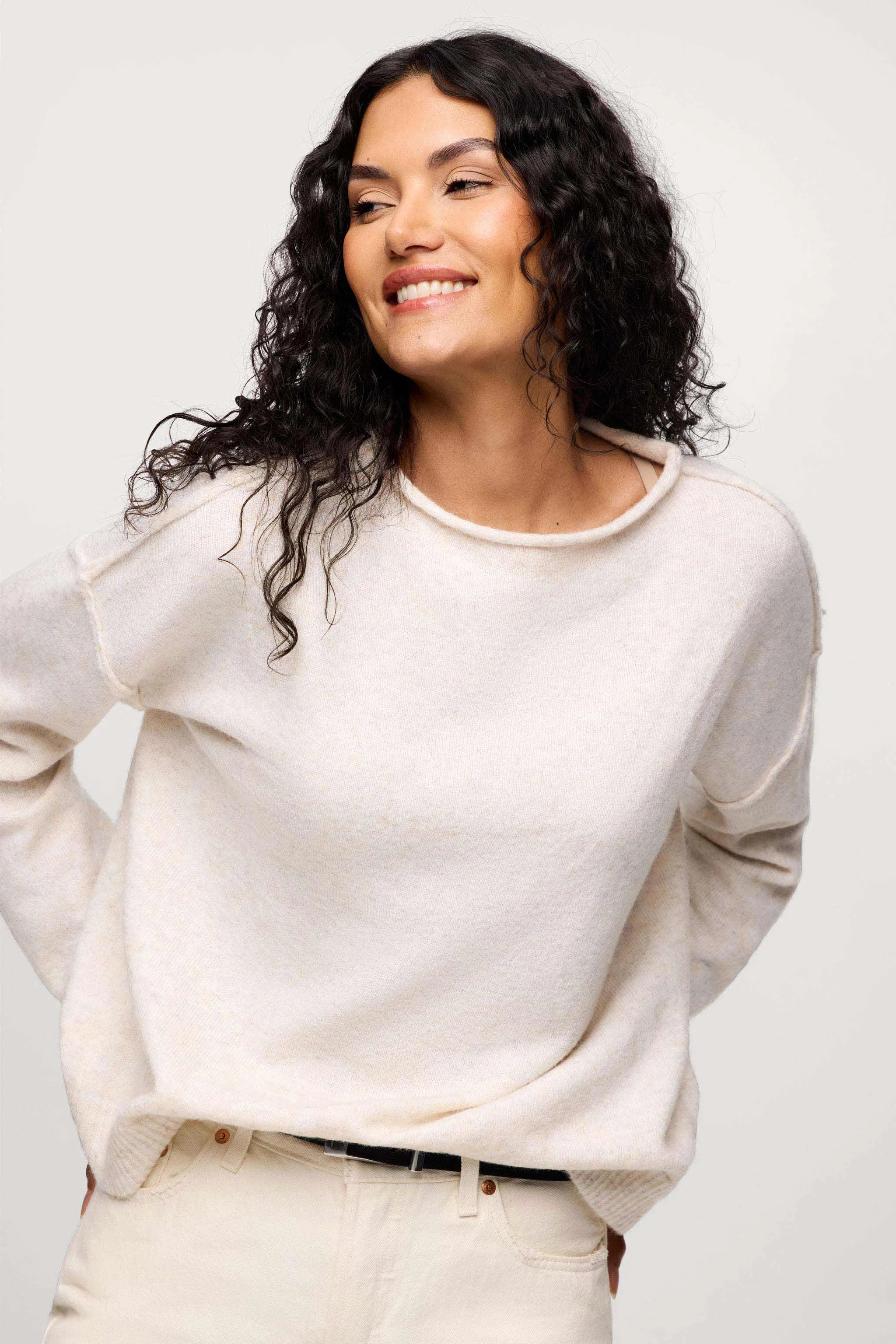 Cozy Knit Mockneck Sweater | Heather Bone sold by nuuds product image thumbnail 2