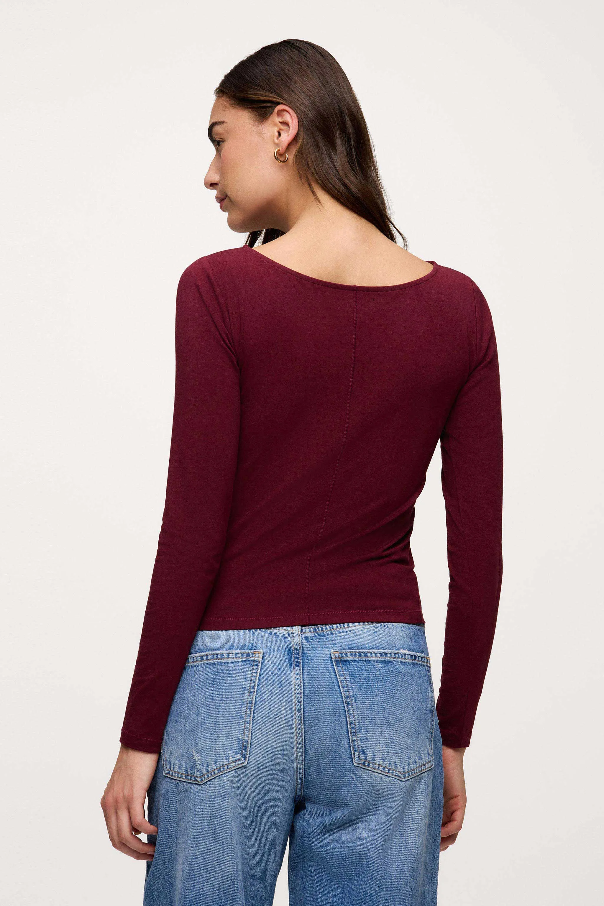 Slinky Jersey Boat Neck Long Sleeve Shirt | Ruby sold by nuuds product image thumbnail 5