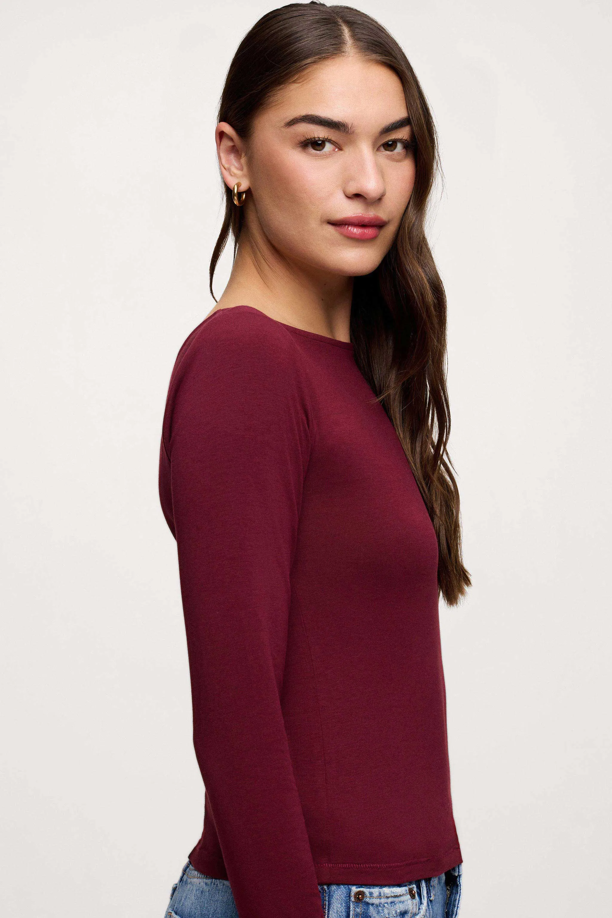 Slinky Jersey Boat Neck Long Sleeve Shirt | Ruby sold by nuuds product image thumbnail 3