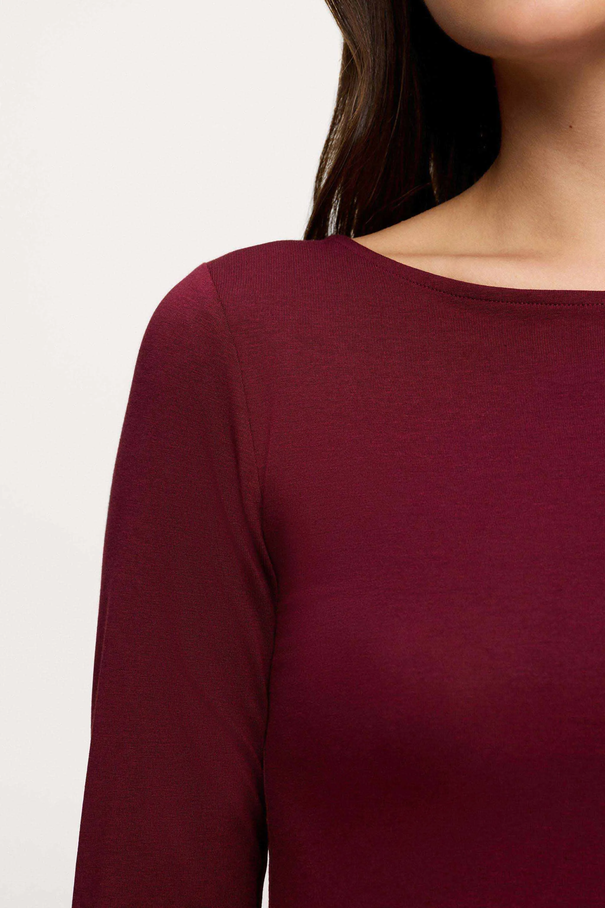 Slinky Jersey Boat Neck Long Sleeve Shirt | Ruby sold by nuuds product image thumbnail 4