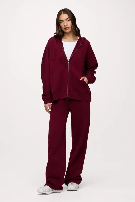 Core Fleece Two Way Zip Hoodie | Ruby sold by nuuds
