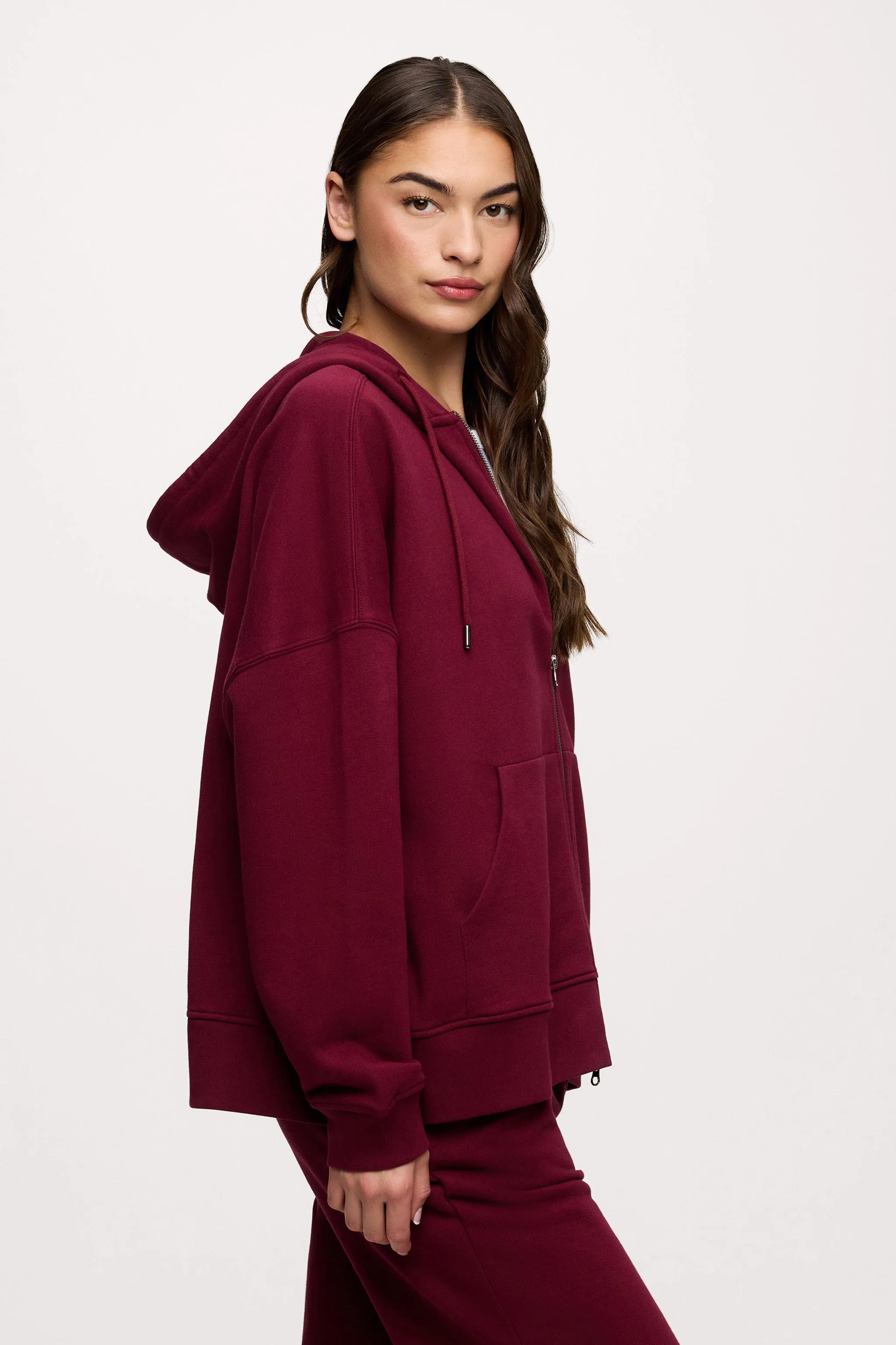 Core Fleece Two Way Zip Hoodie | Ruby sold by nuuds product image thumbnail 3