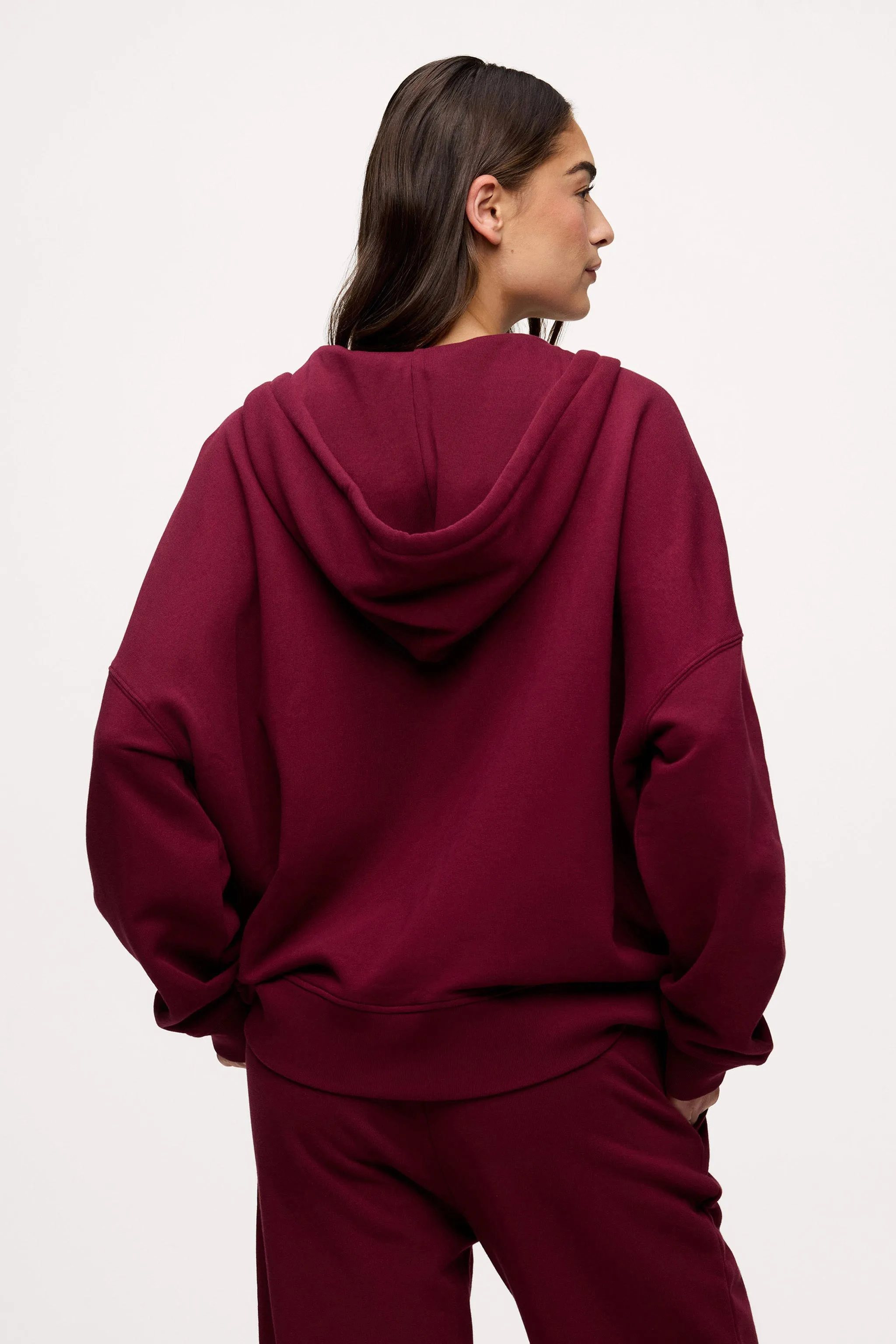 Core Fleece Two Way Zip Hoodie | Ruby sold by nuuds product image thumbnail 5