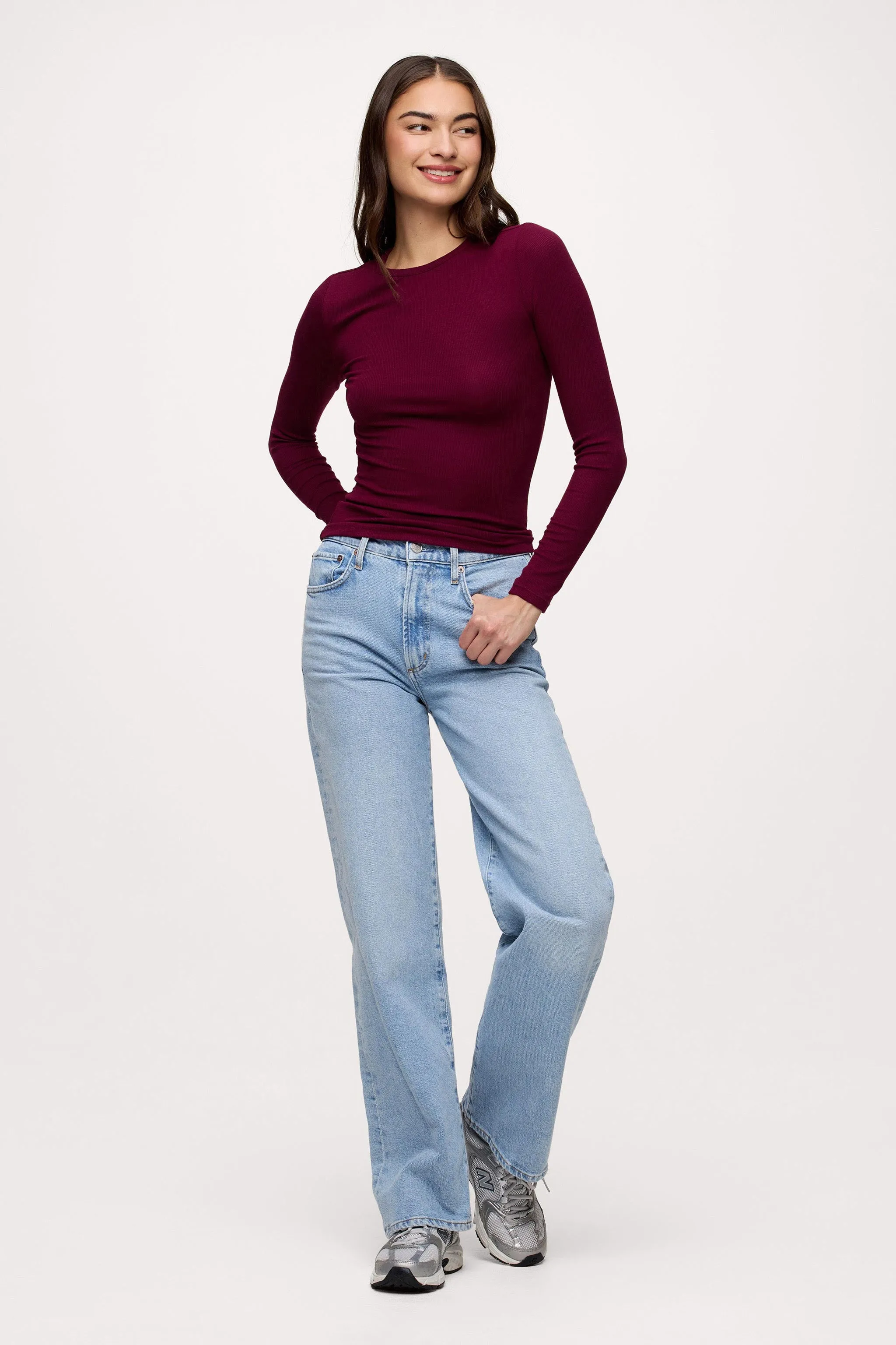 Slinky Rib Long Sleeve Shirt | Ruby sold by nuuds
