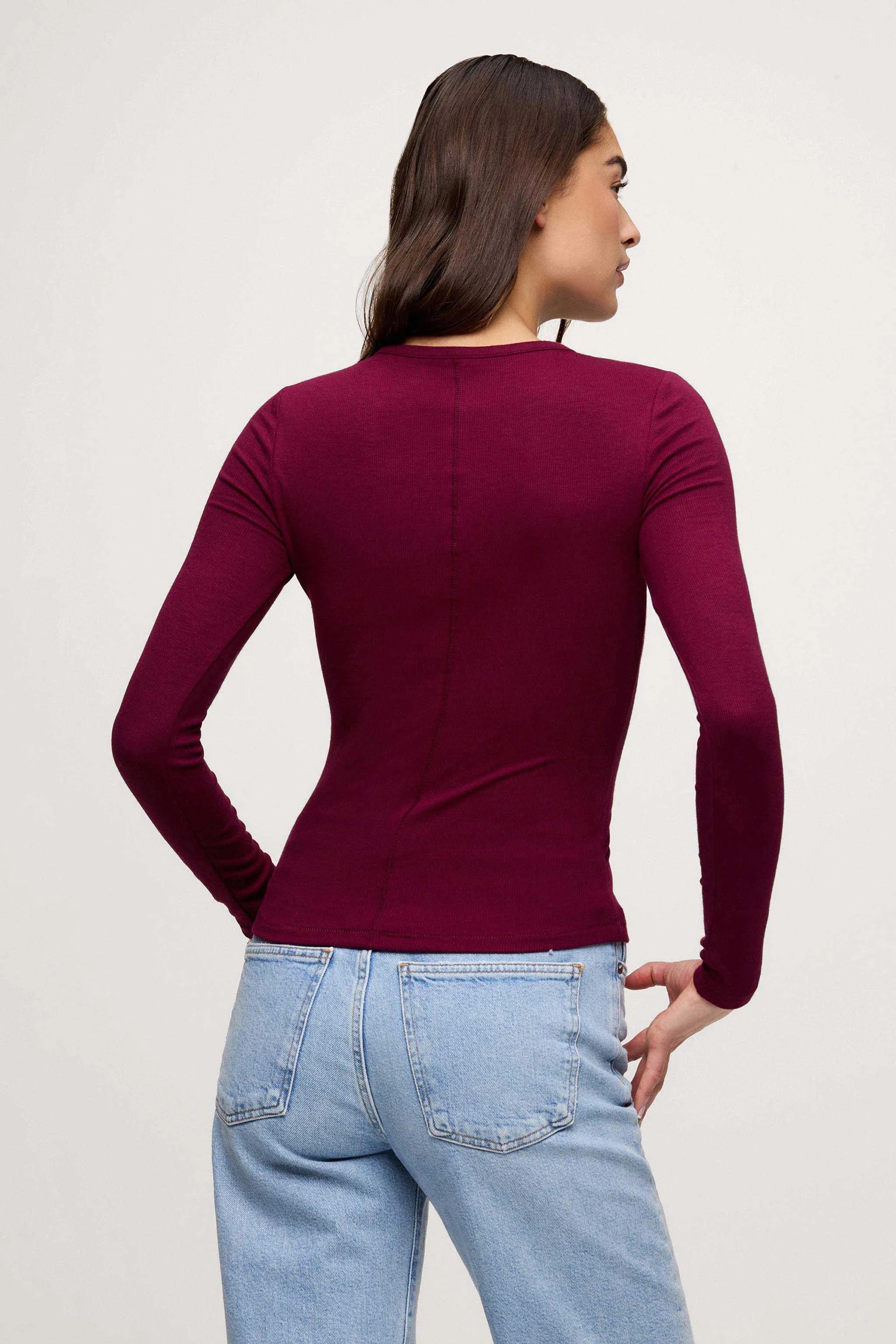 Slinky Rib Long Sleeve Shirt | Ruby sold by nuuds product image thumbnail 5