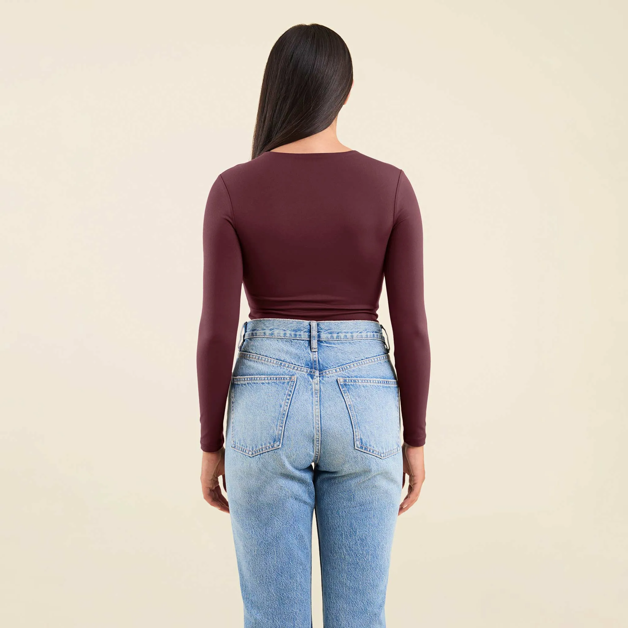 Long Sleeve Crewneck Bodysuit | Merlot sold by nuuds product image thumbnail 4