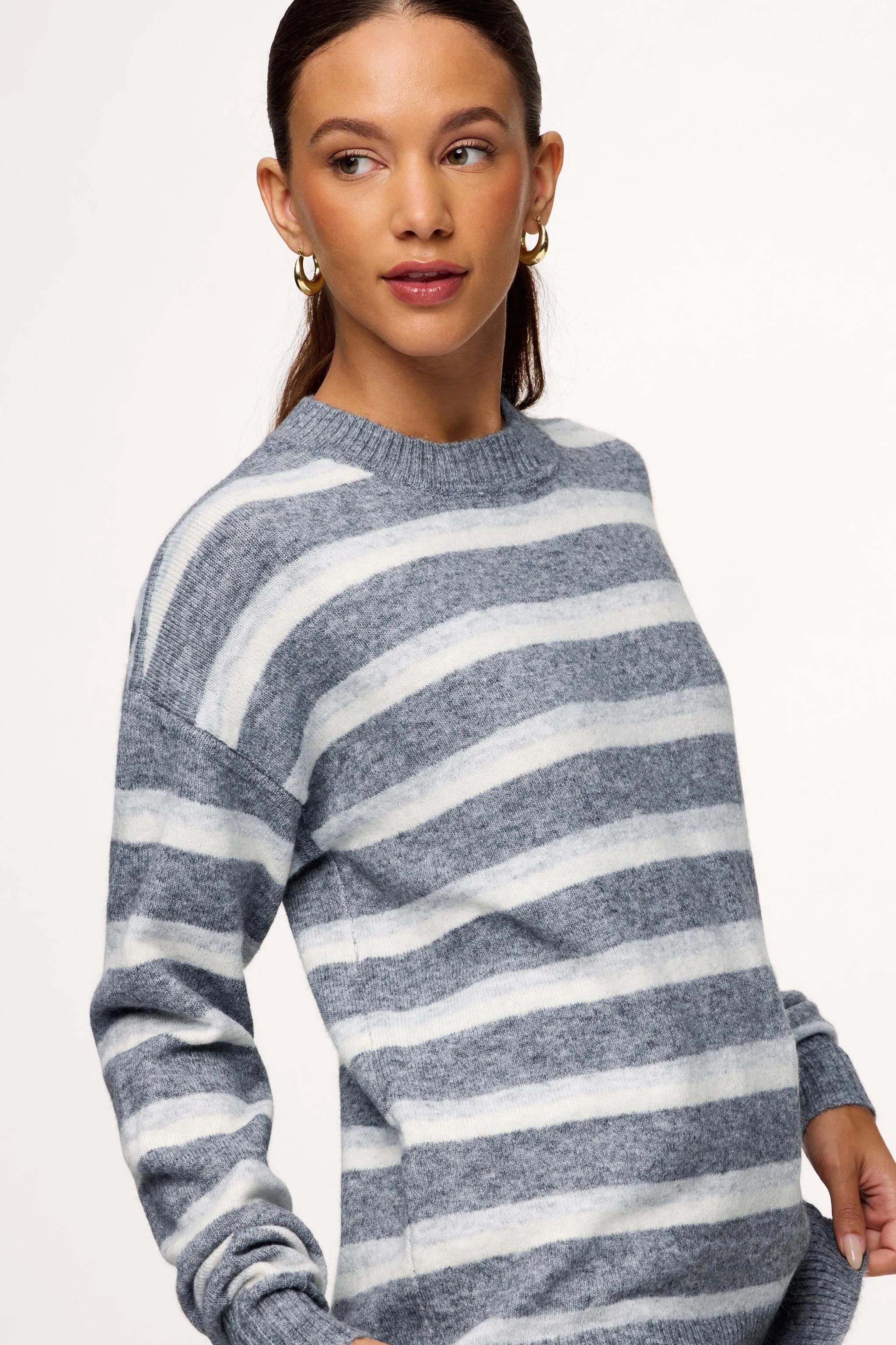 Cozy Knit Stripe Sweater | Charcoal Stripe sold by nuuds product image thumbnail 3