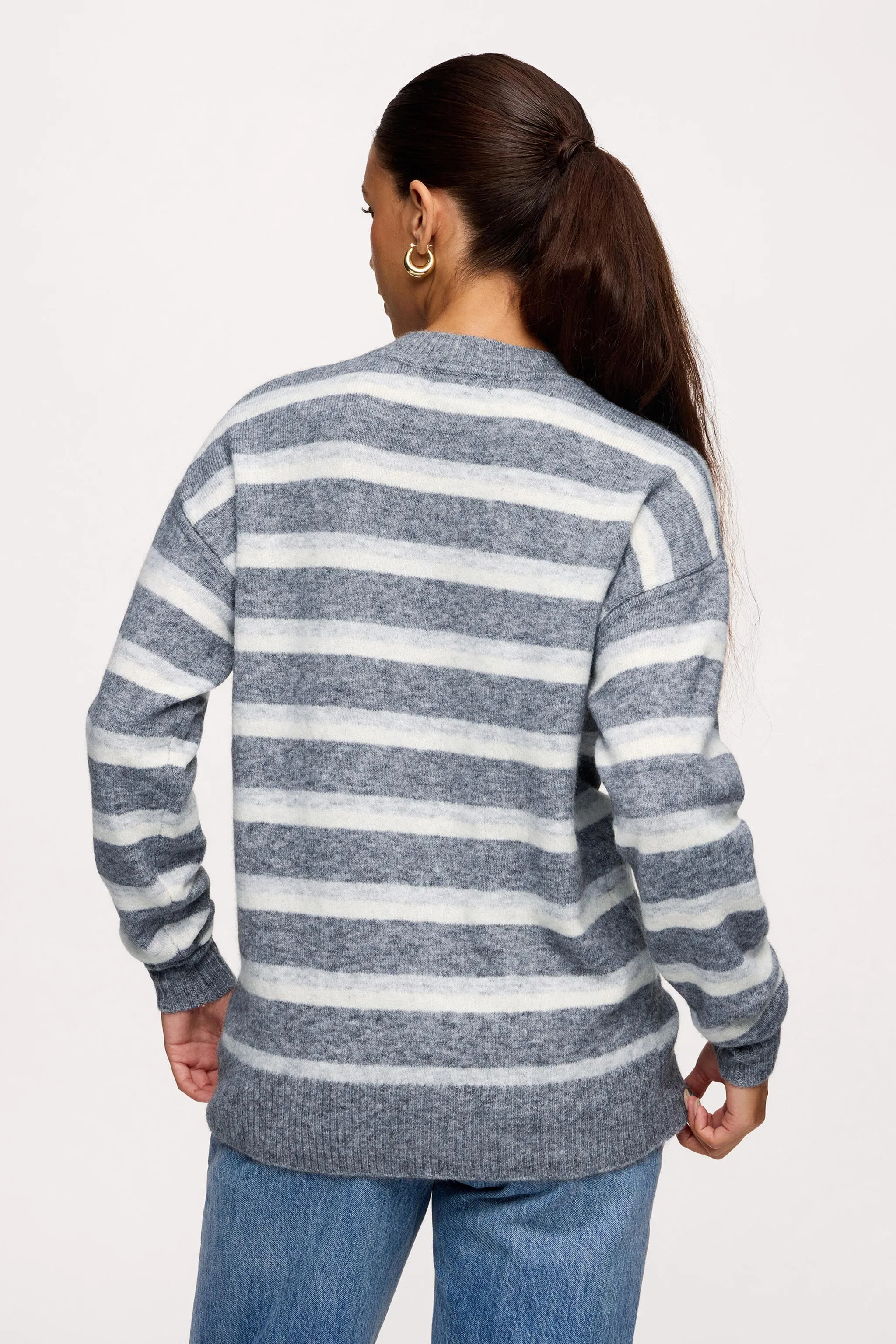 Cozy Knit Stripe Sweater | Charcoal Stripe sold by nuuds product image thumbnail 5