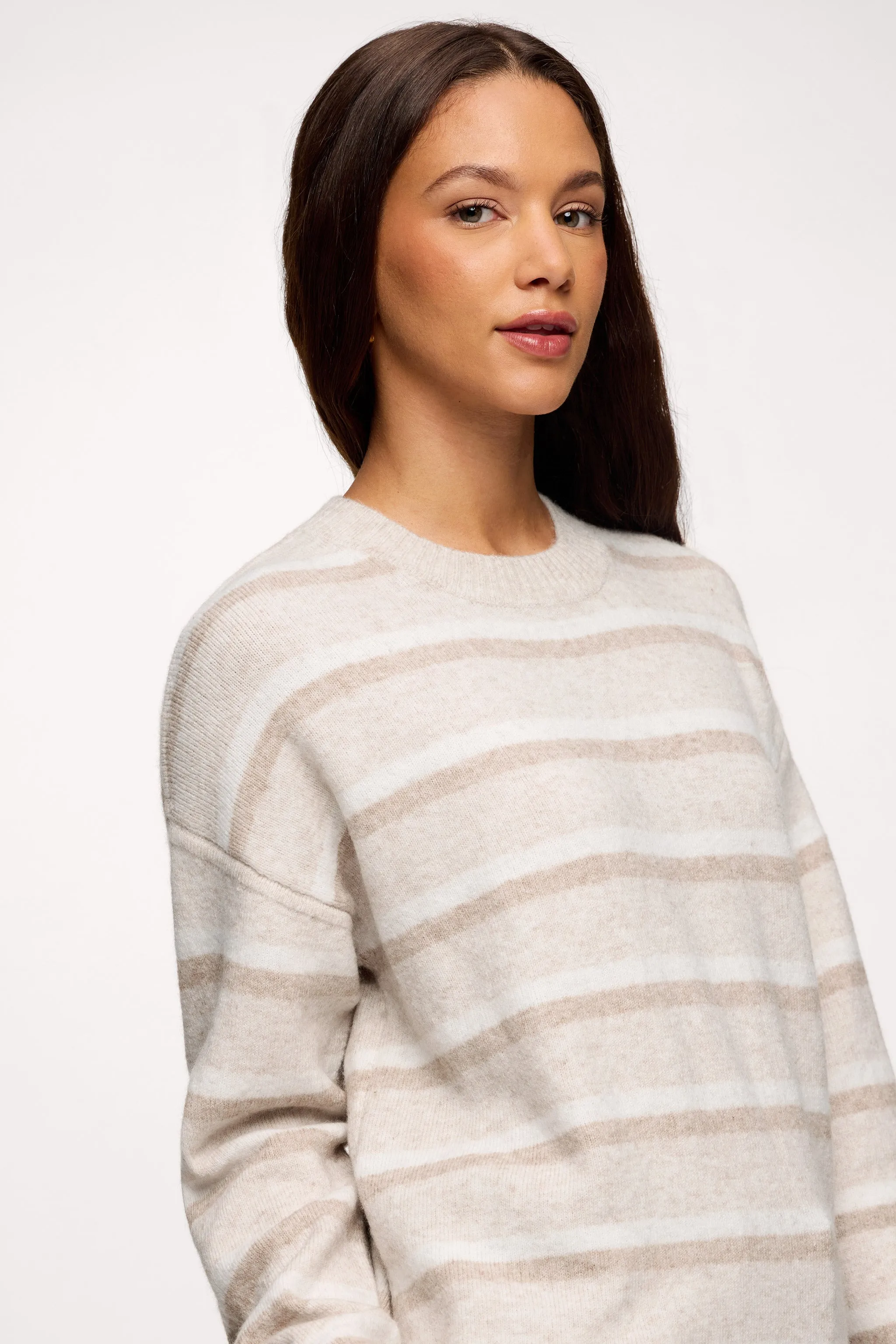 Cozy Knit Stripe Sweater | Oat Stripe sold by nuuds product image thumbnail 3