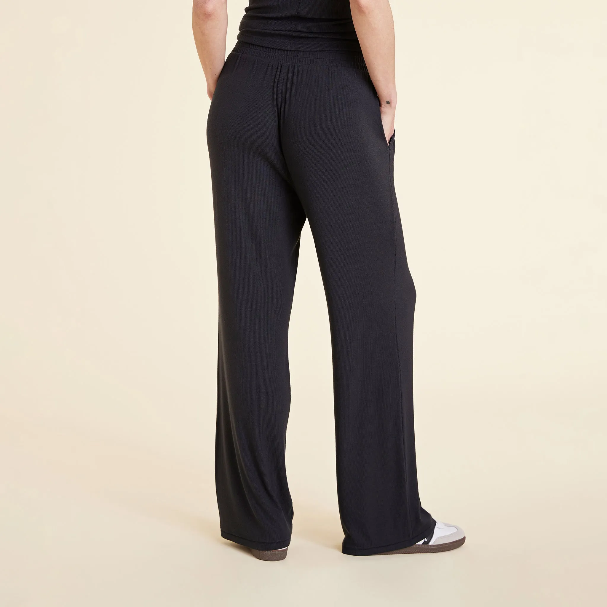 Slinky Rib Wide Leg Pant | Black sold by nuuds product image thumbnail 4