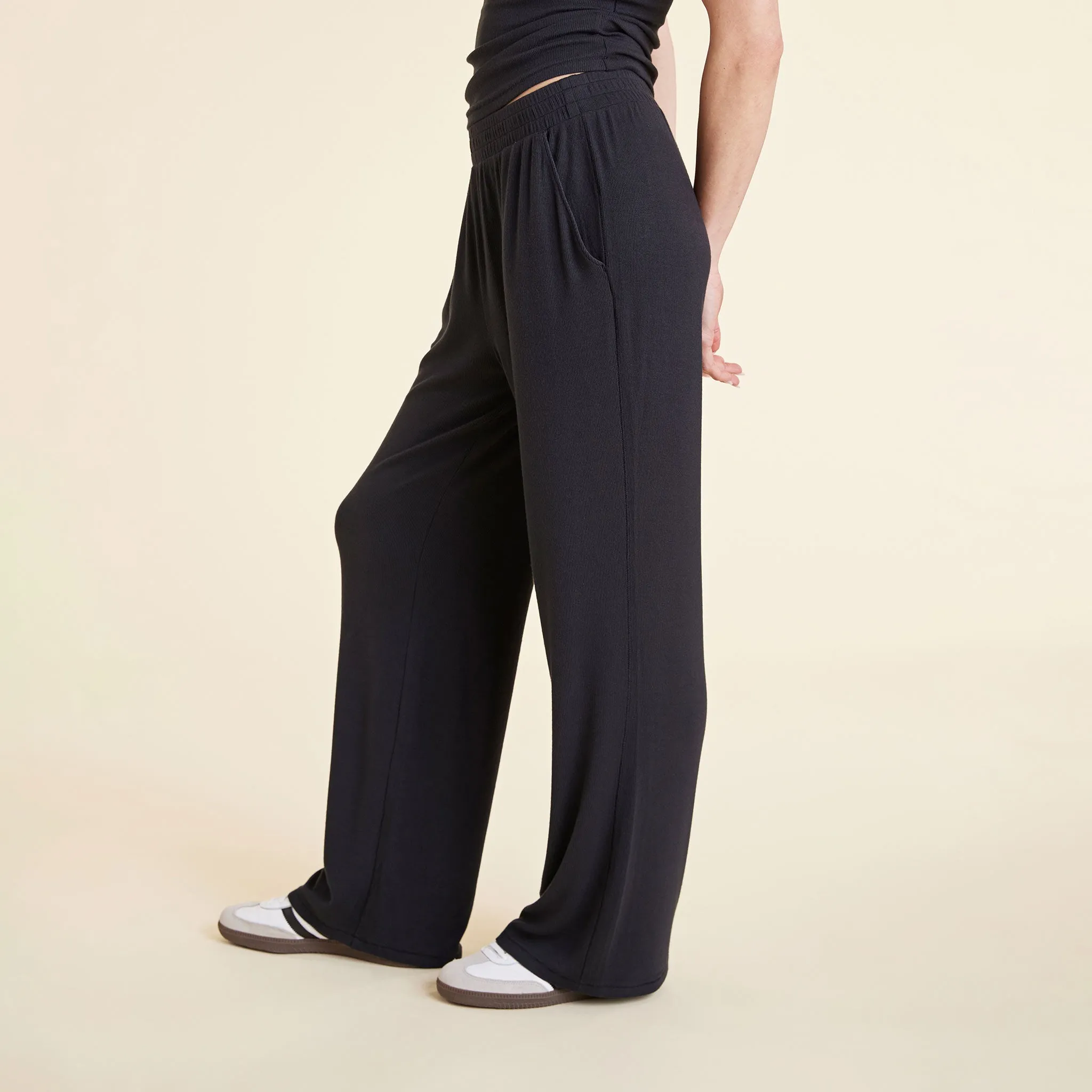 Slinky Rib Wide Leg Pant | Black sold by nuuds product image thumbnail 3