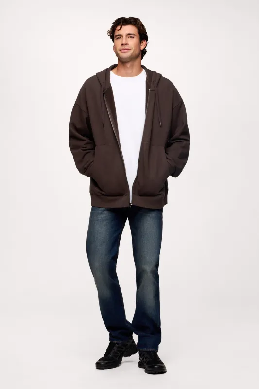 Vintage Washed Zip-Up Hoodie | Espresso sold by nuuds