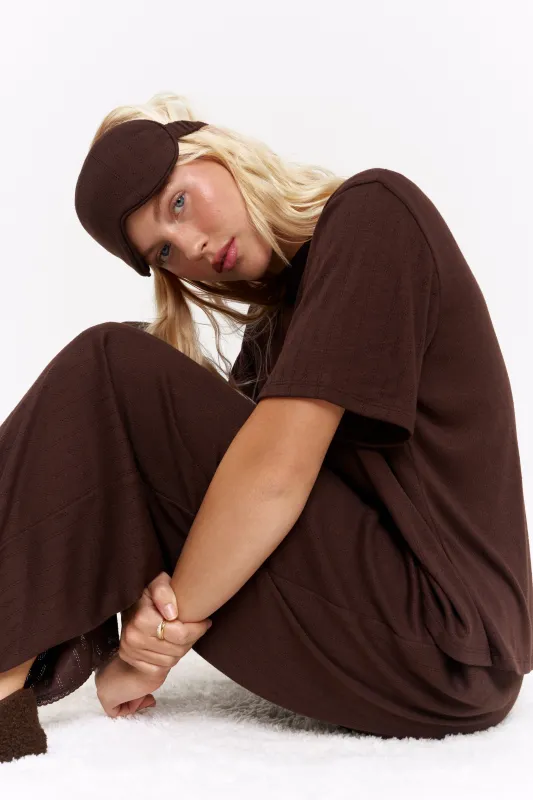 Tree Pointelle Pajama Set with Sleep Mask | Espresso sold by nuuds