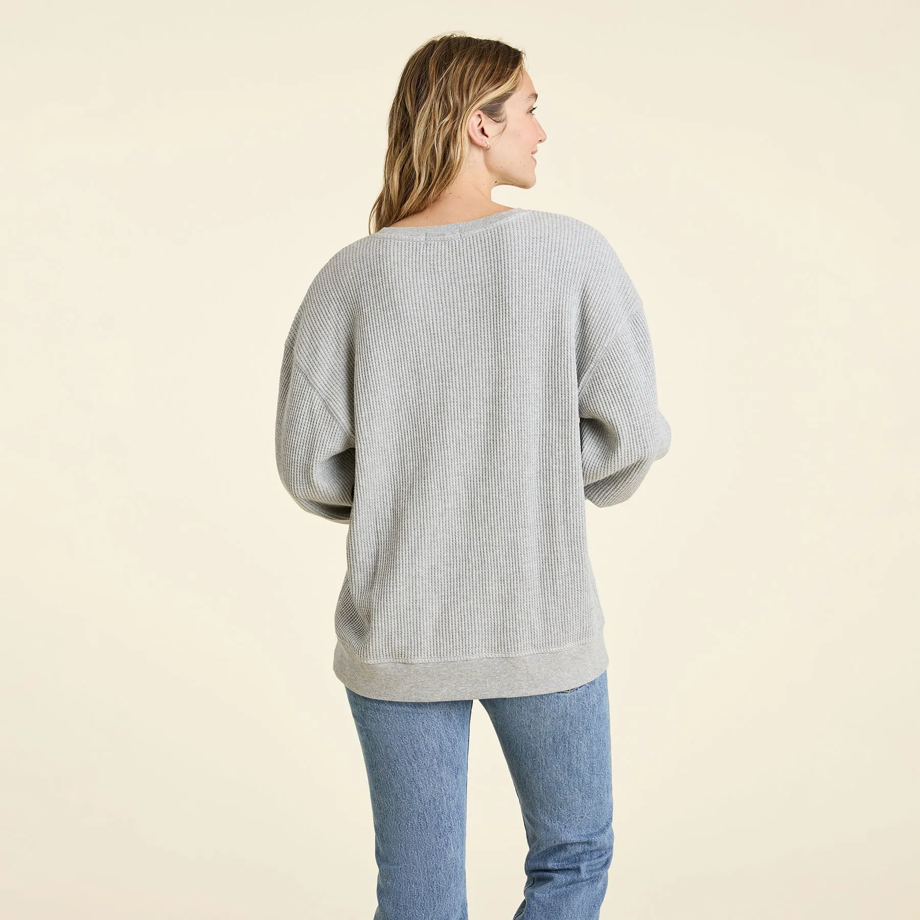 Waffle Crewneck Pullover | Heather Grey sold by nuuds product image thumbnail 4