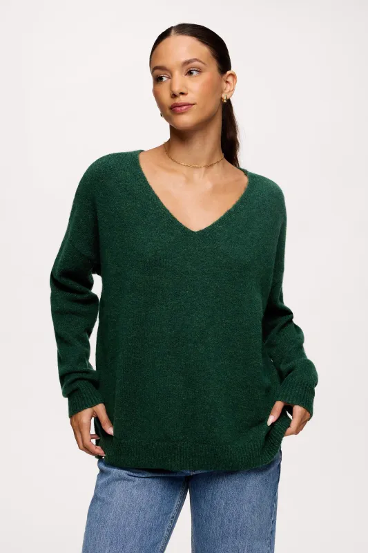 Cozy Knit V-Neck Sweater | Hunter sold by nuuds
