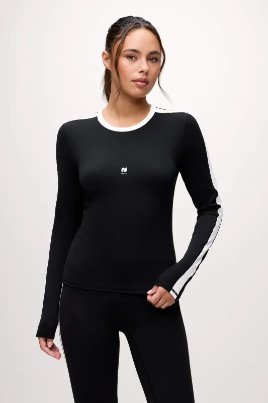 Motion Contrast Long Sleeve Top | Black sold by nuuds