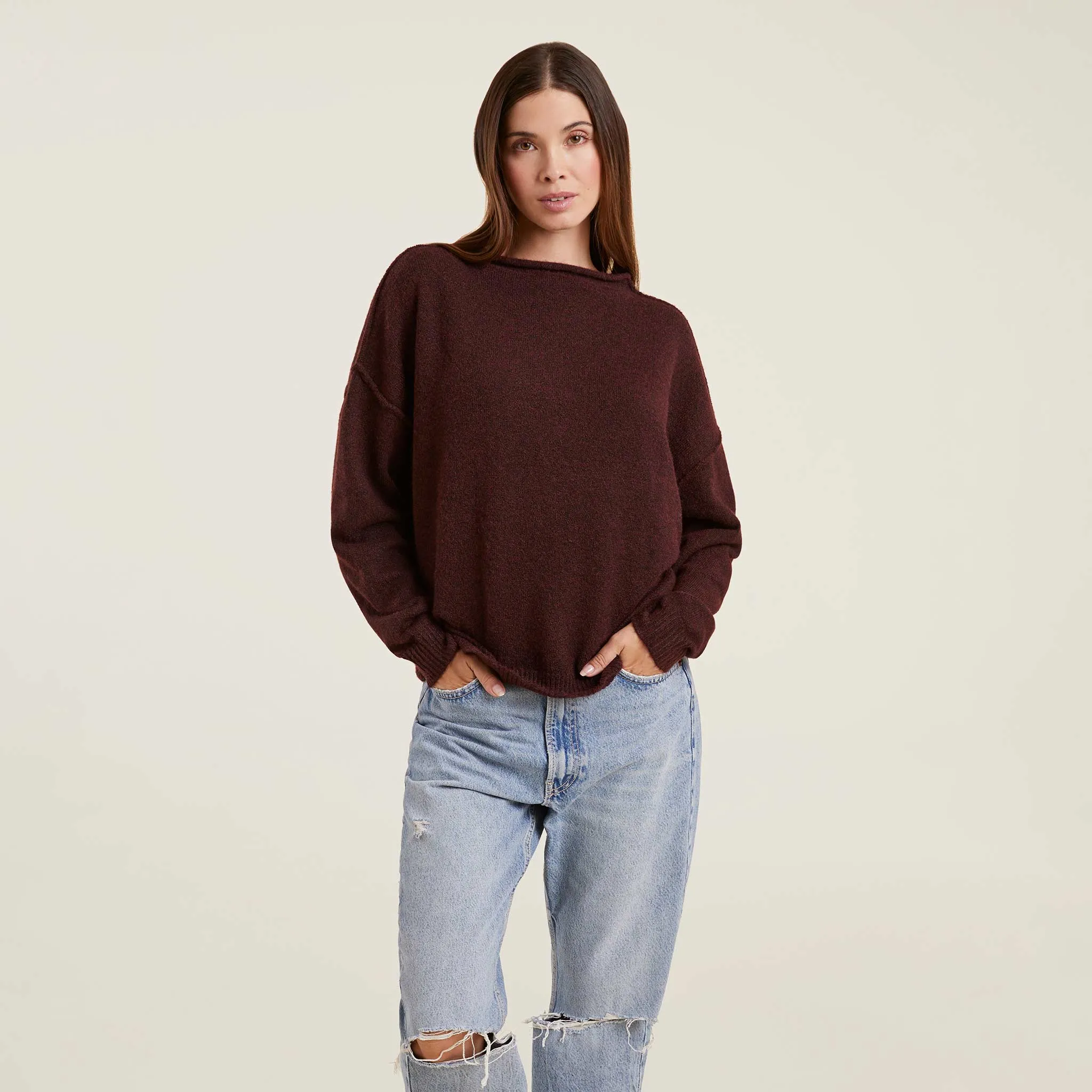 Cozy Knit Sweater | Merlot sold by nuuds