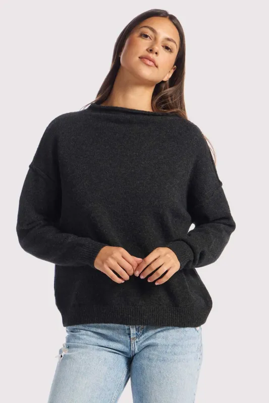 Cozy Knit Mockneck Sweater | Black sold by nuuds