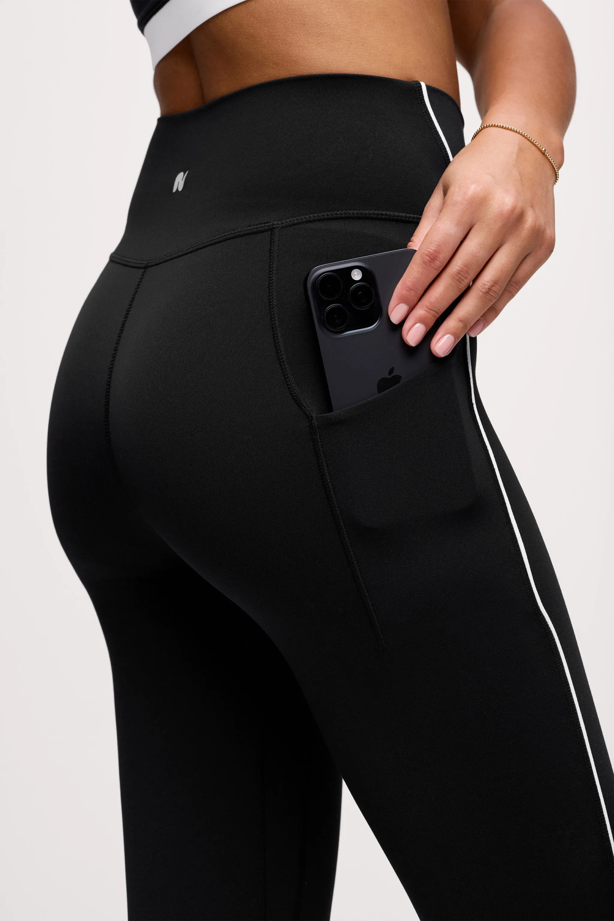 Motion Piped Legging with Pocket | Black sold by nuuds product image thumbnail 5