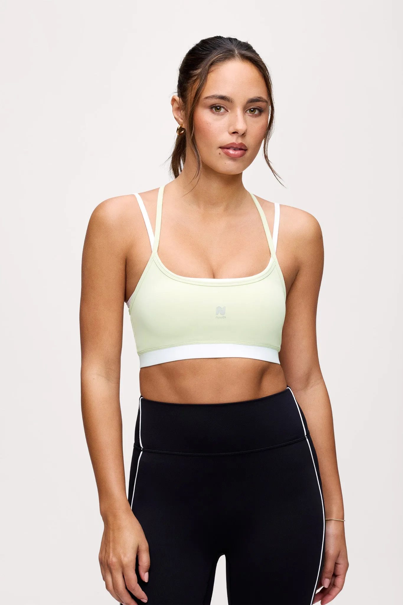 Motion Contrast Layering Bra | Matcha sold by nuuds