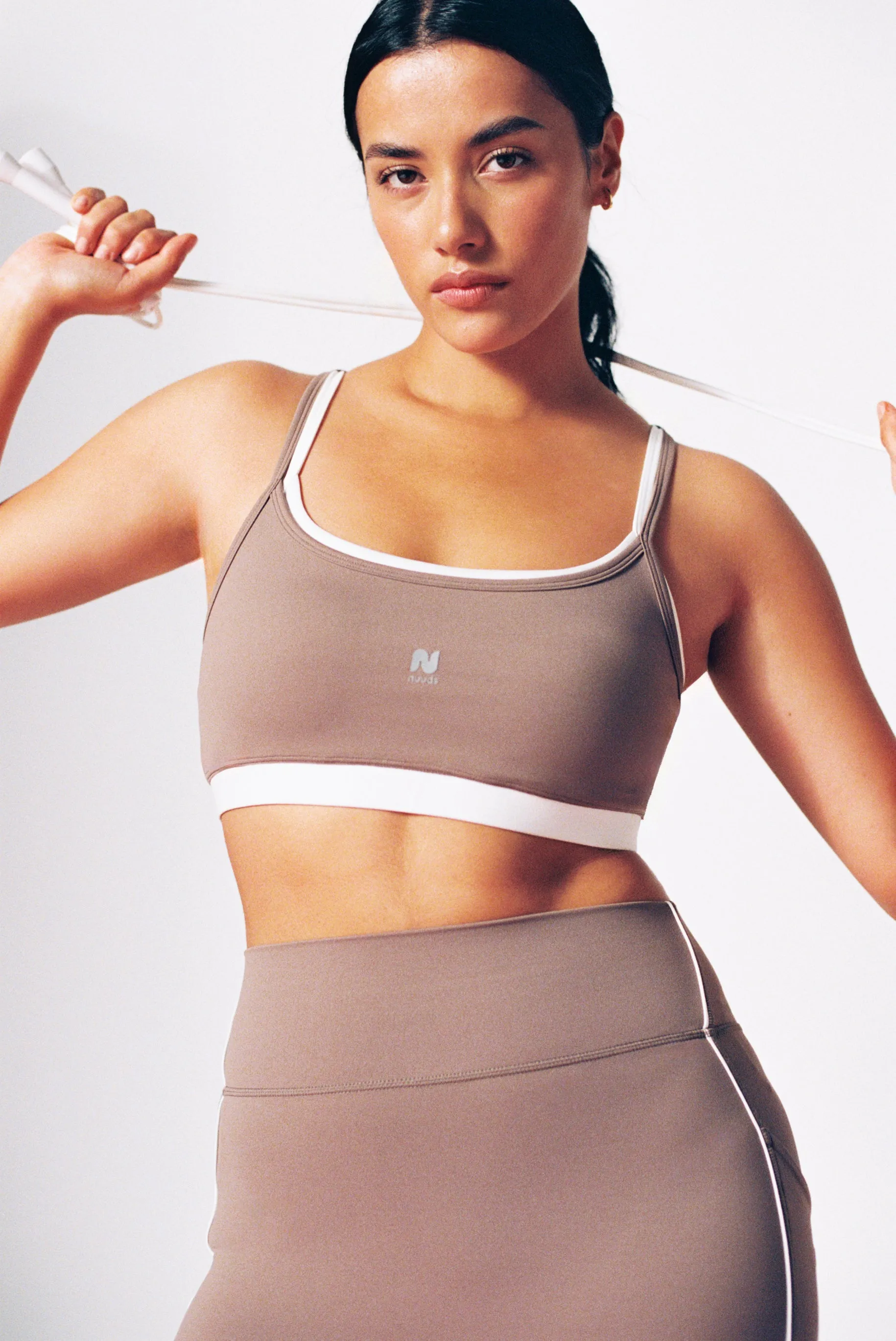 Motion Contrast Layering Bra | Cocoa sold by nuuds