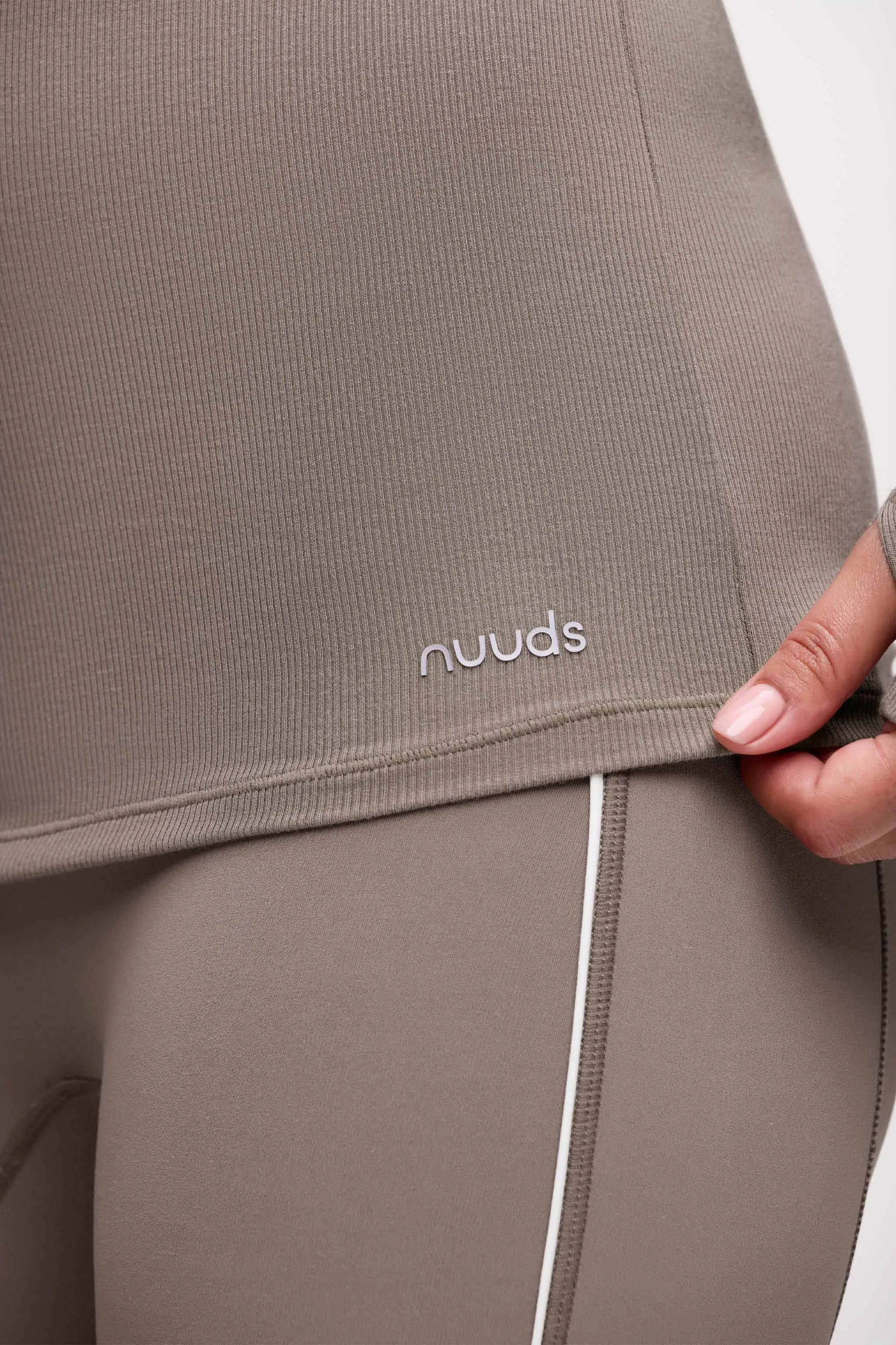 Sporty Rib Bra Long Sleeve | Cocoa sold by nuuds product image thumbnail 5