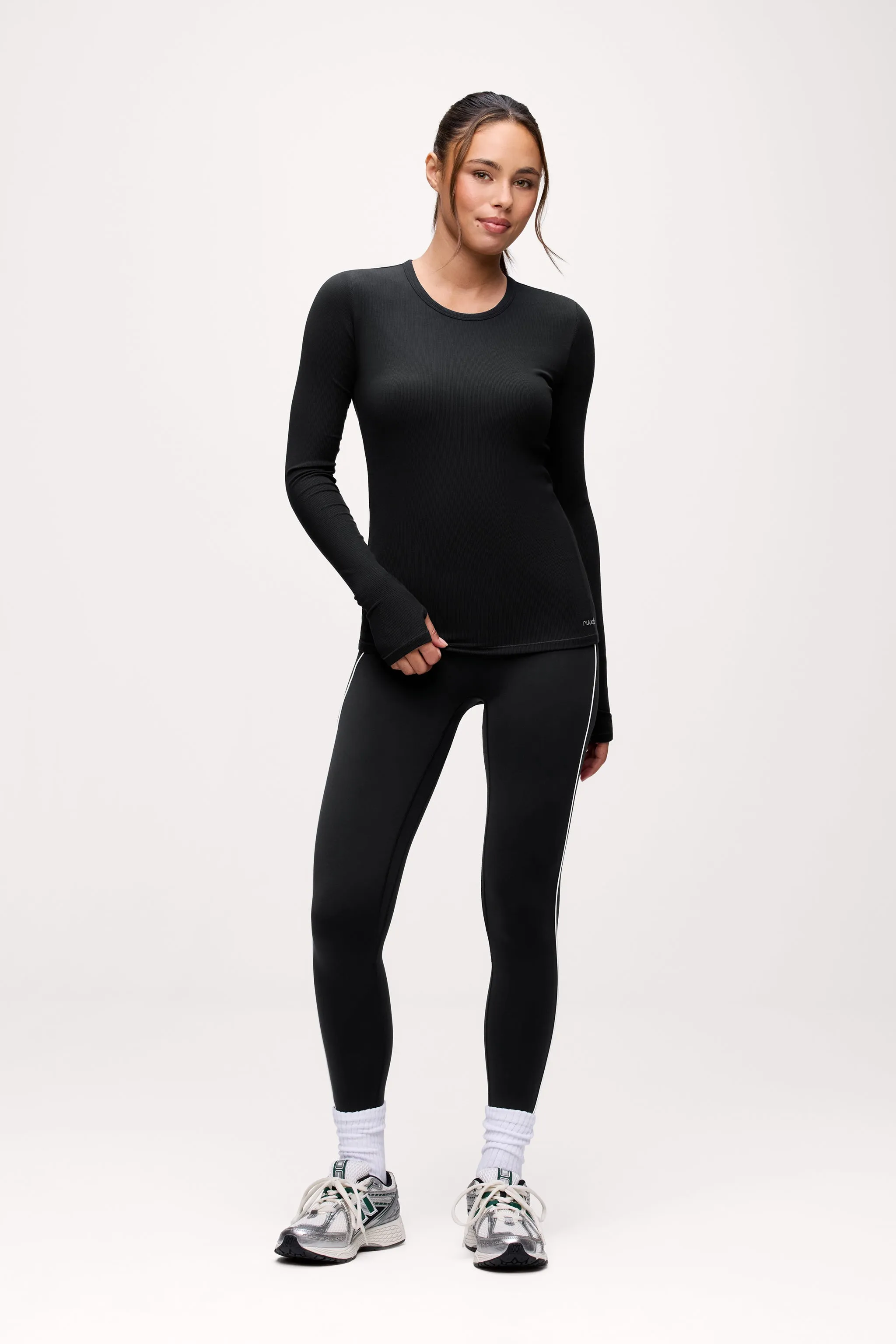 Sporty Rib Bra Long Sleeve | Black sold by nuuds product image thumbnail 2